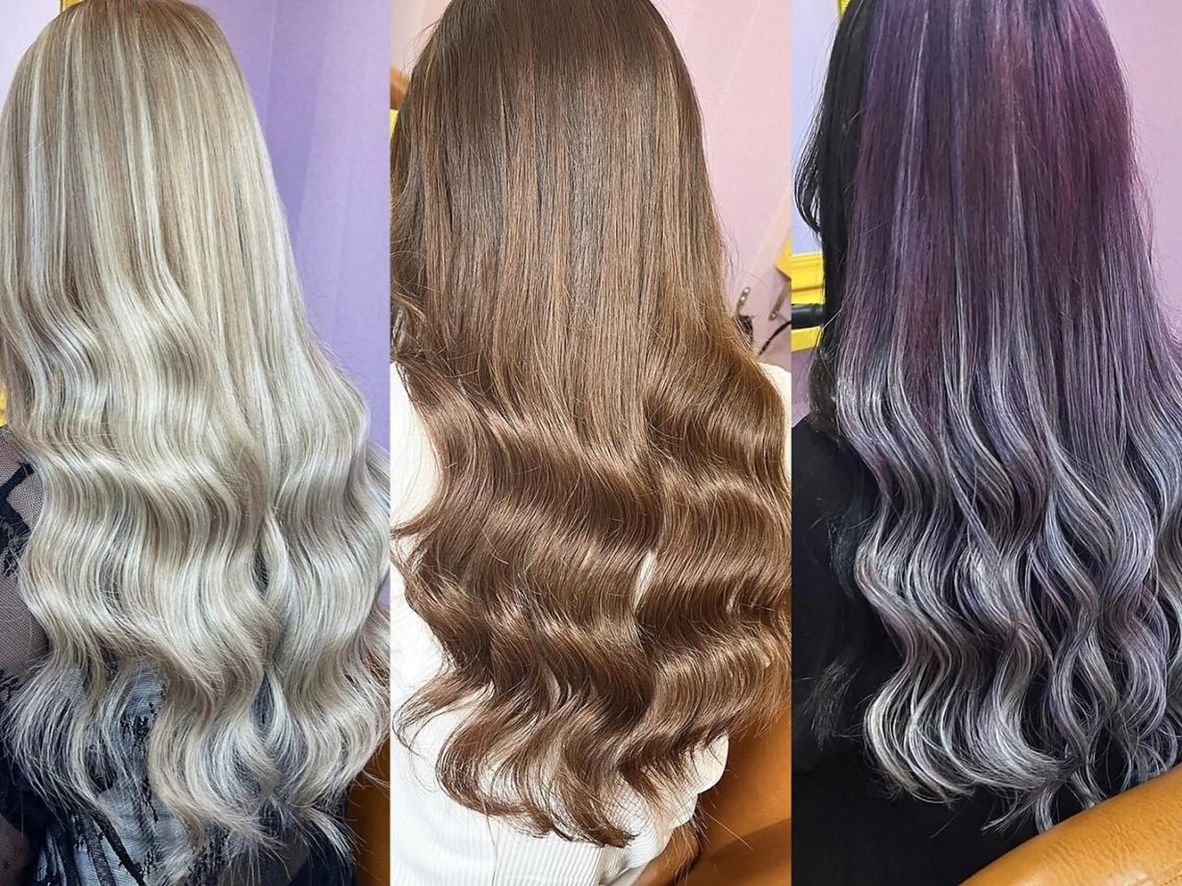 ロング カラー チビ編み込みエクステ シールエクステのヘアスタイル