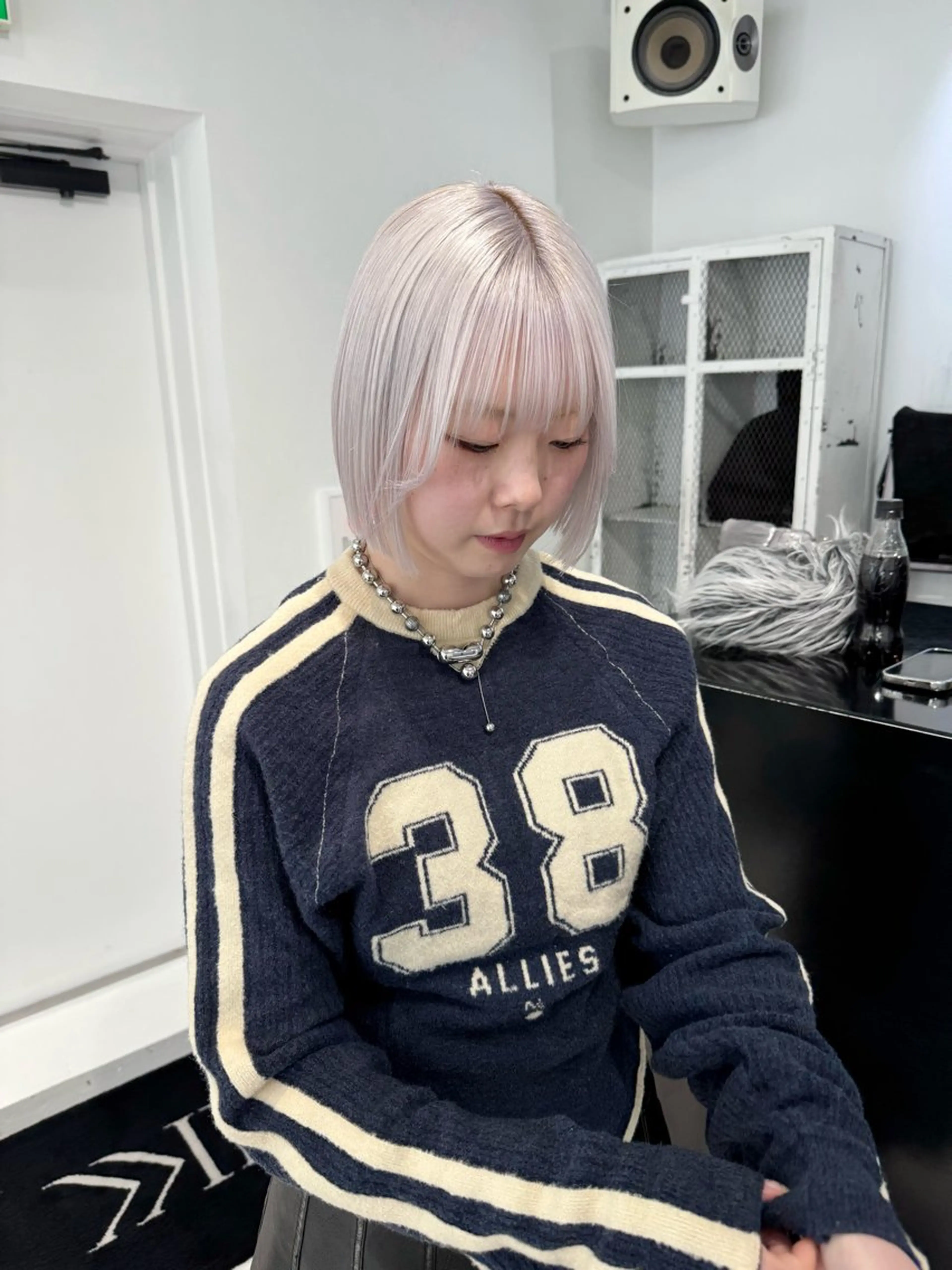 ショート カラー ブリーチ パープルカラー Nakamura Kasuriのヘアスタイル