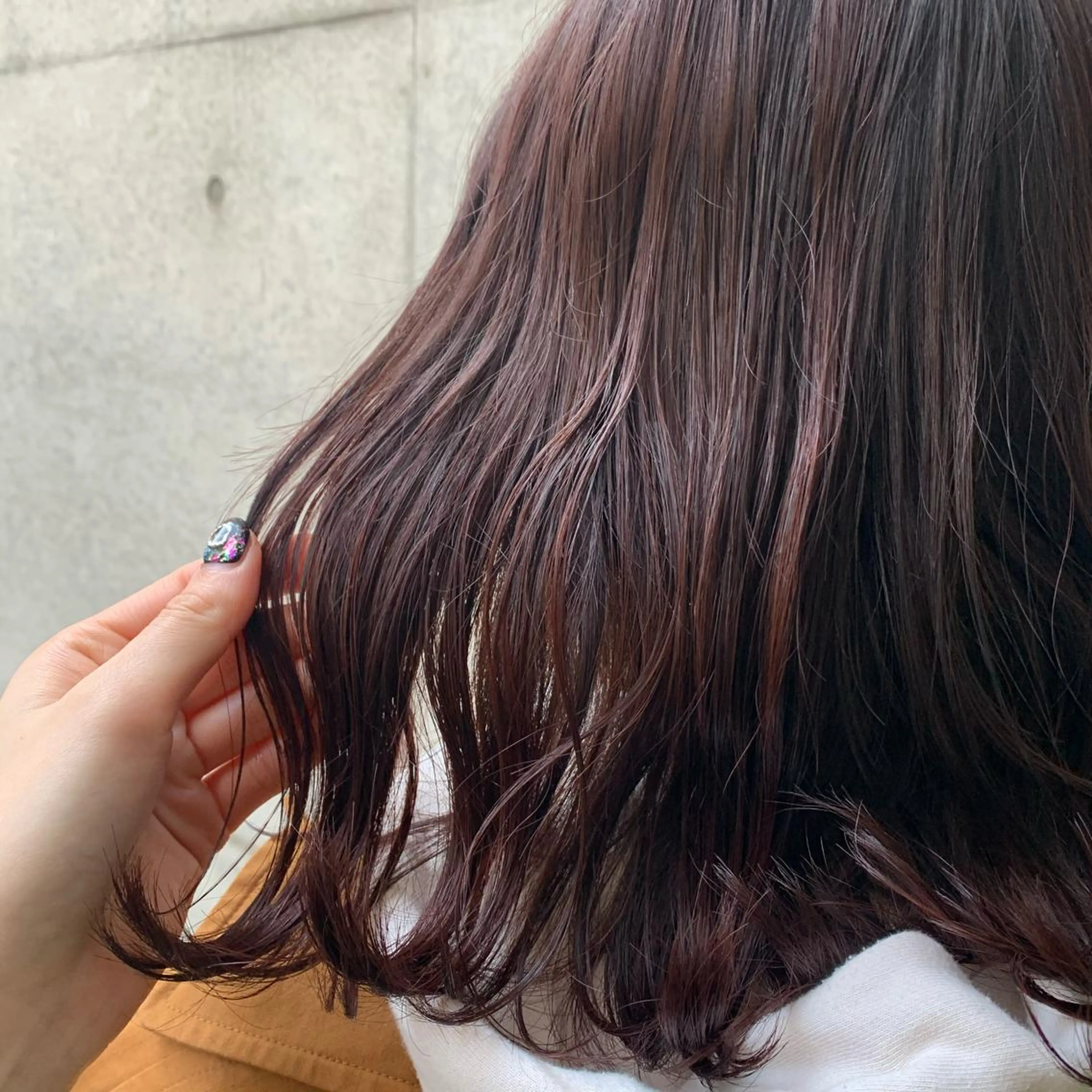 ミディアム カラー ブリーチ カシス ブリーチなしカラー ピンクカラー kimika🥑 メンズ/髪質改善のヘアスタイル