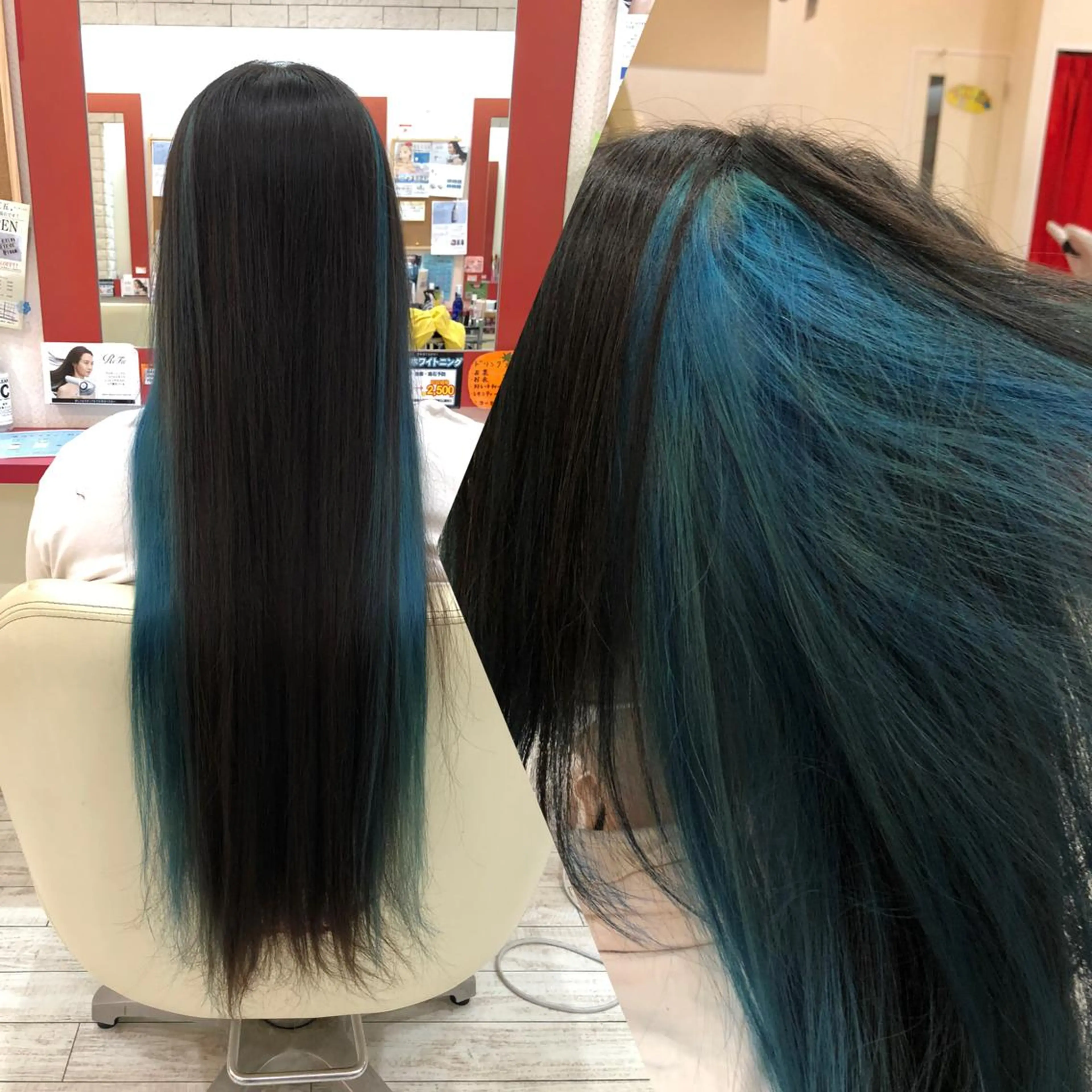 ロング カラー ブルーカラー ロング ヘアカラー まさき✂︎ブリーチ／ デザインカラーのヘアスタイル