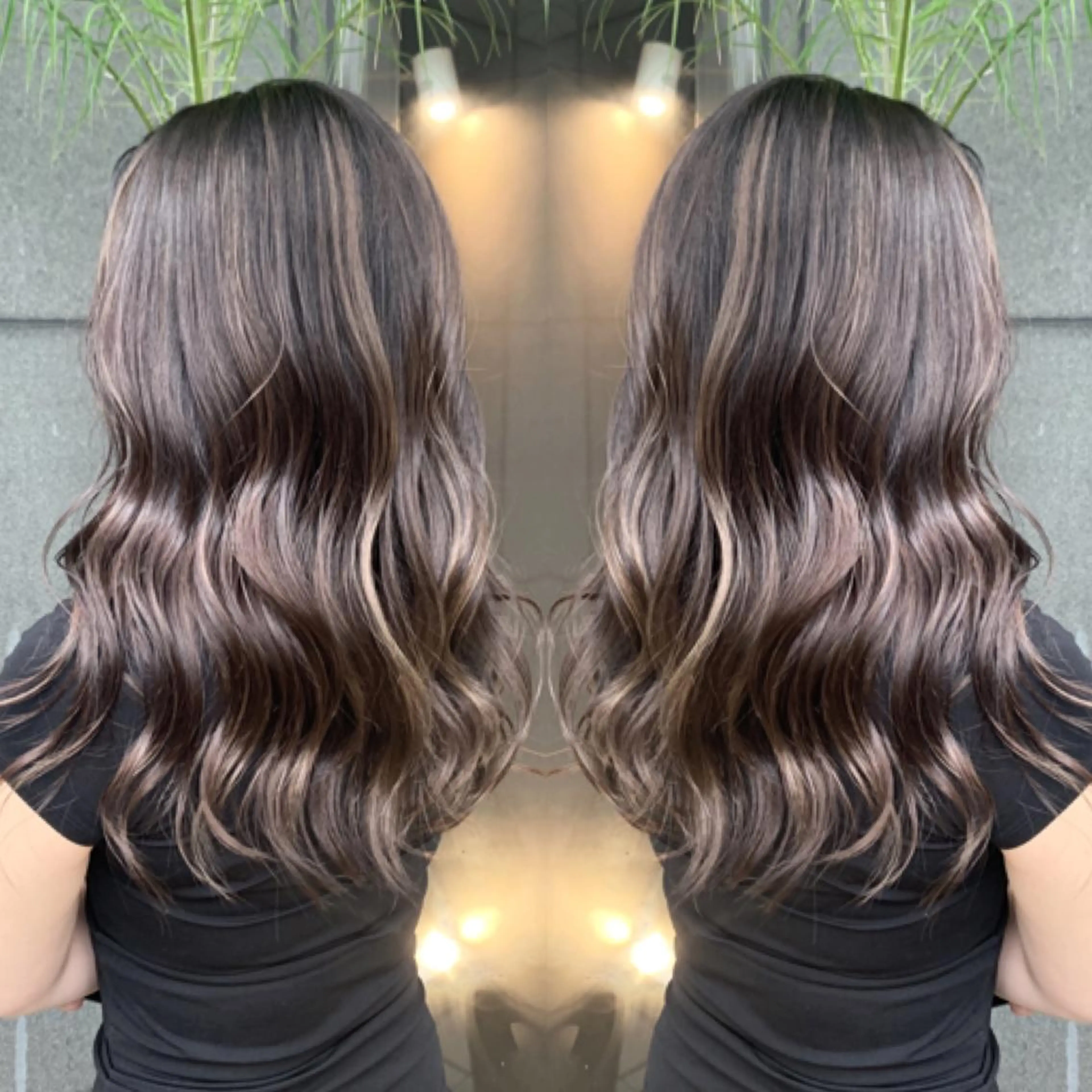 セミロング ハイライト レイヤー×縮毛矯正 深見 拓のヘアスタイル