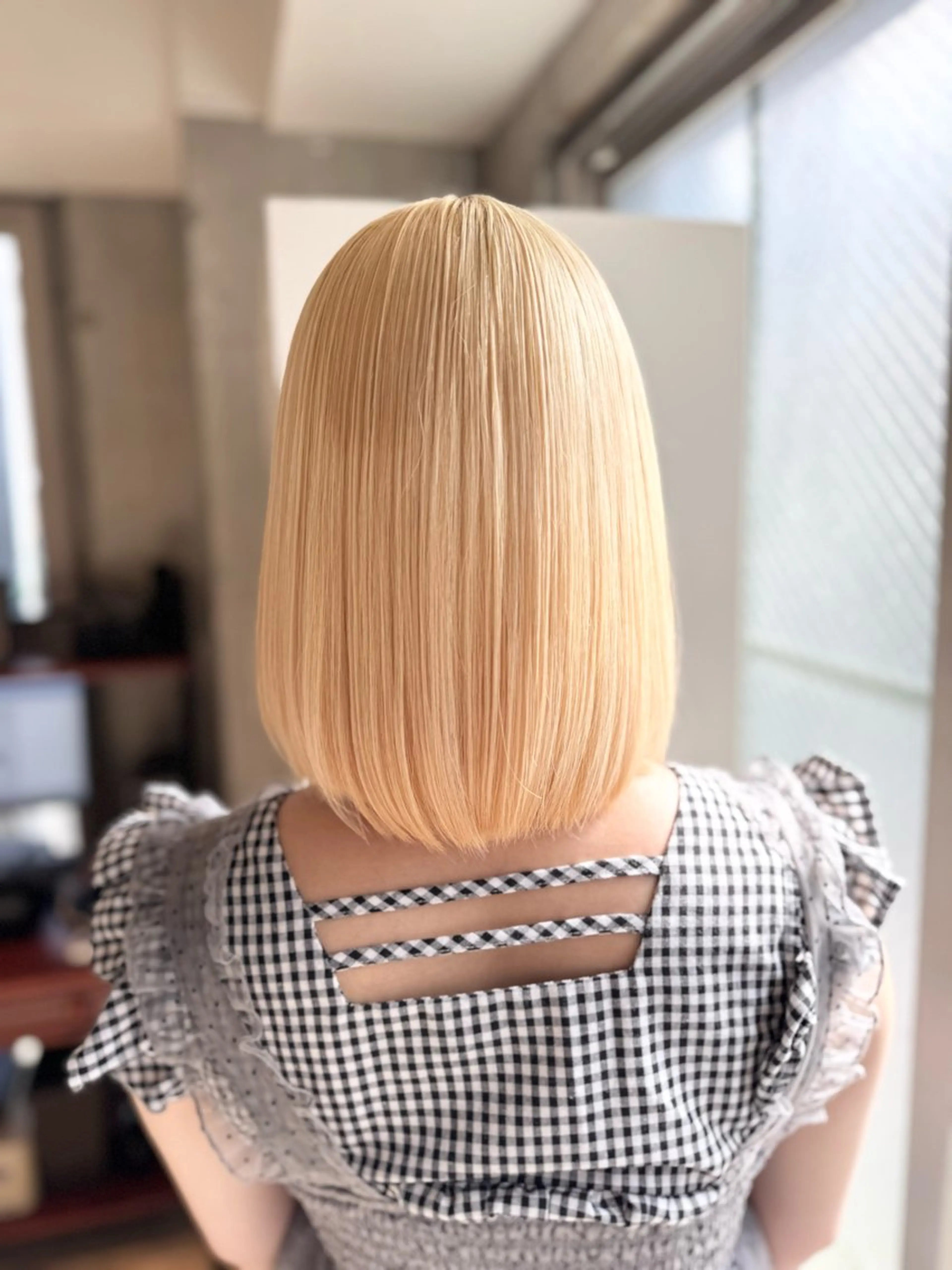ミディアム カラー 黒髪 ブロンド ヘアカラー トリートメント aletta 大森町のヘアスタイル