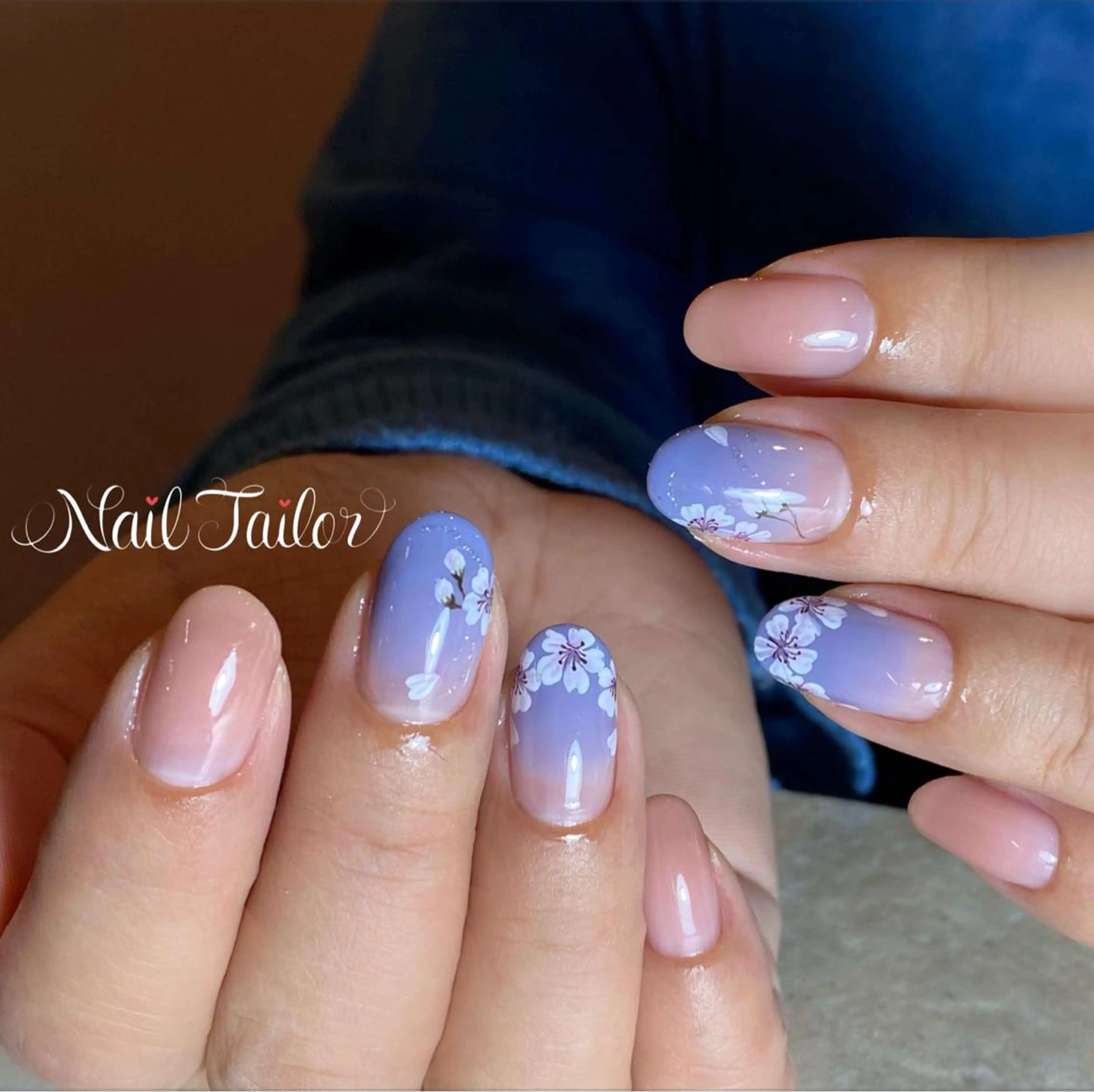 ネイル アートネイル 桜ネイル 長さ出し ジェルネイル グラデーション ハンドネイル 〜Nail Tailor〜　ネイルテイラー所属・NailTailor ネイルテイラーのネイルデザイン