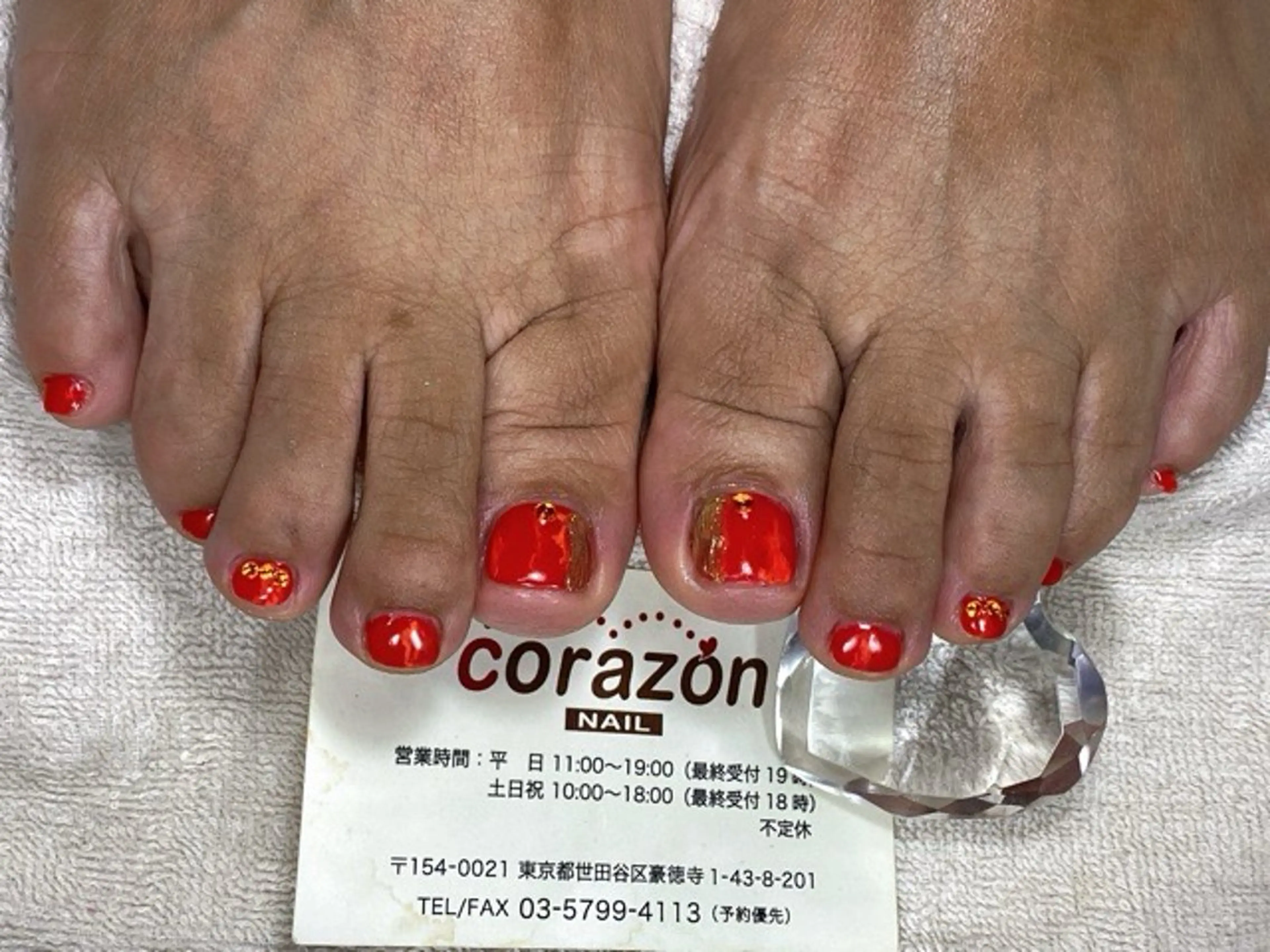 ネイル フットネイル ジェルネイル 大理石ネイル(マーブル) ニュアンスネイル オレンジ フットネイル corazon所属・ネイリスト aicoのネイルデザイン
