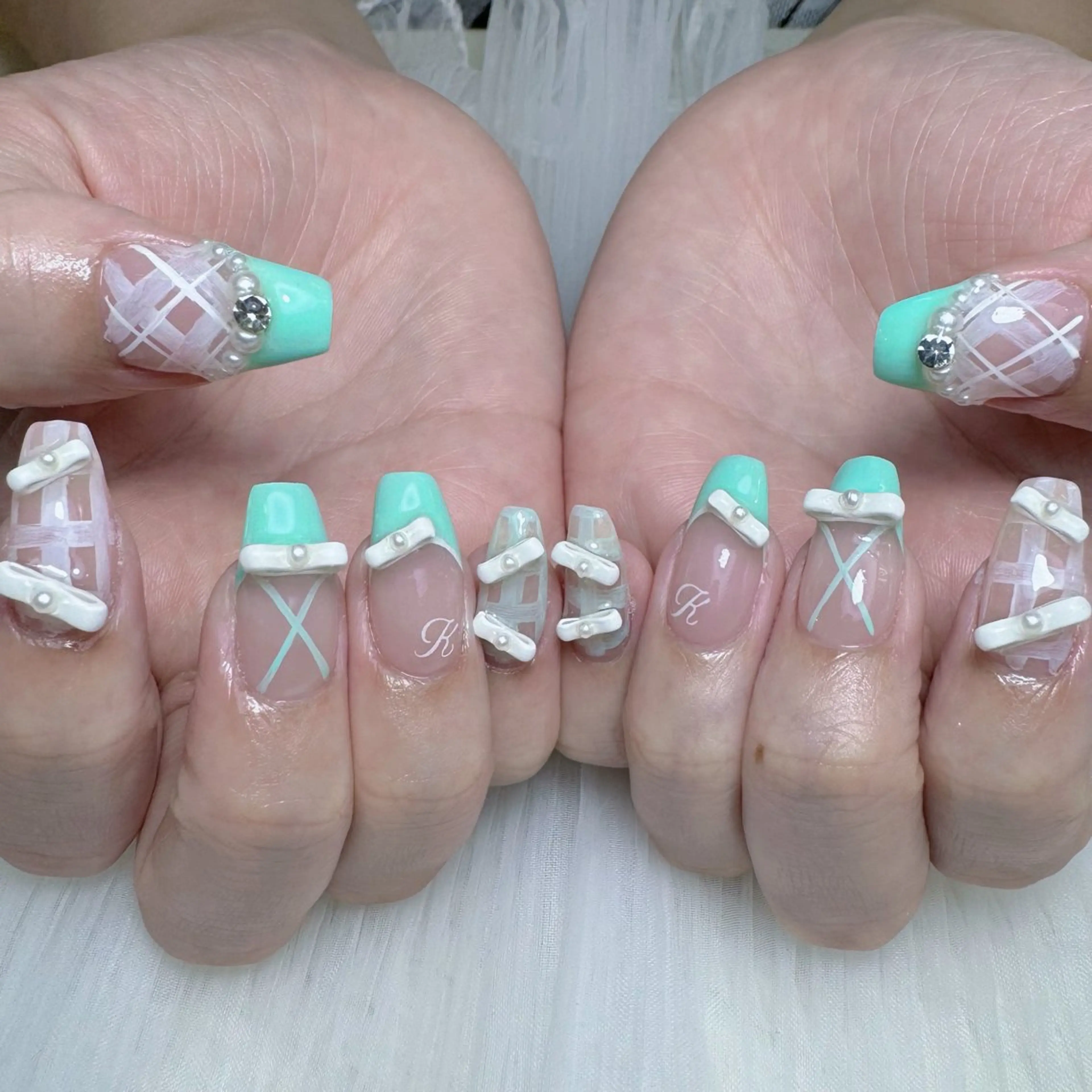 ネイル キラキラネイル 韓国ネイル ピンク 夏ネイル ハンドネイル ネイルプリンセス所属・princess 木戸　唯のネイルデザイン