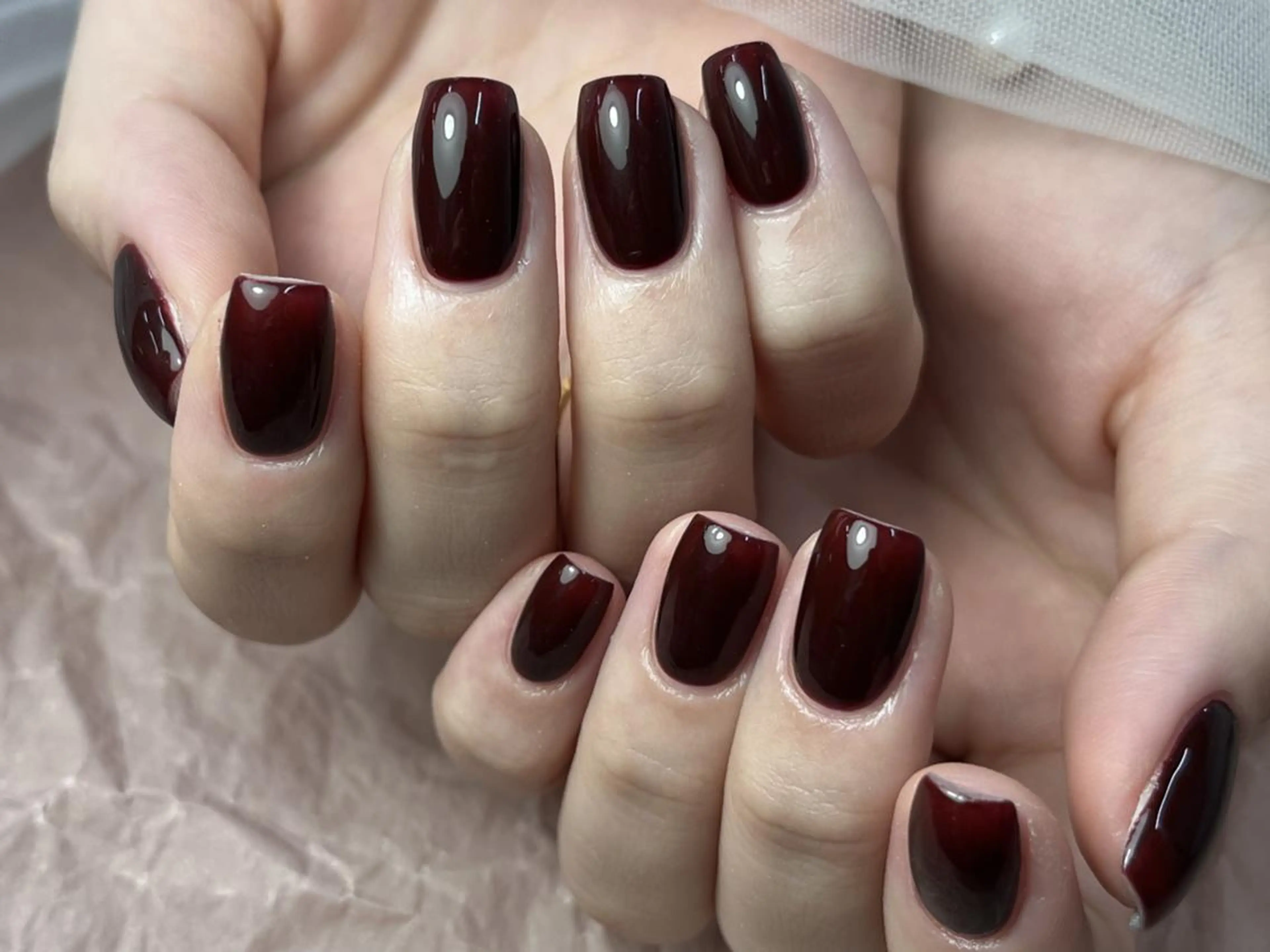 ネイル グラデーション 赤色 シンプルネイル ハンドネイル ToliyDeliy Nail Salonのネイルデザイン