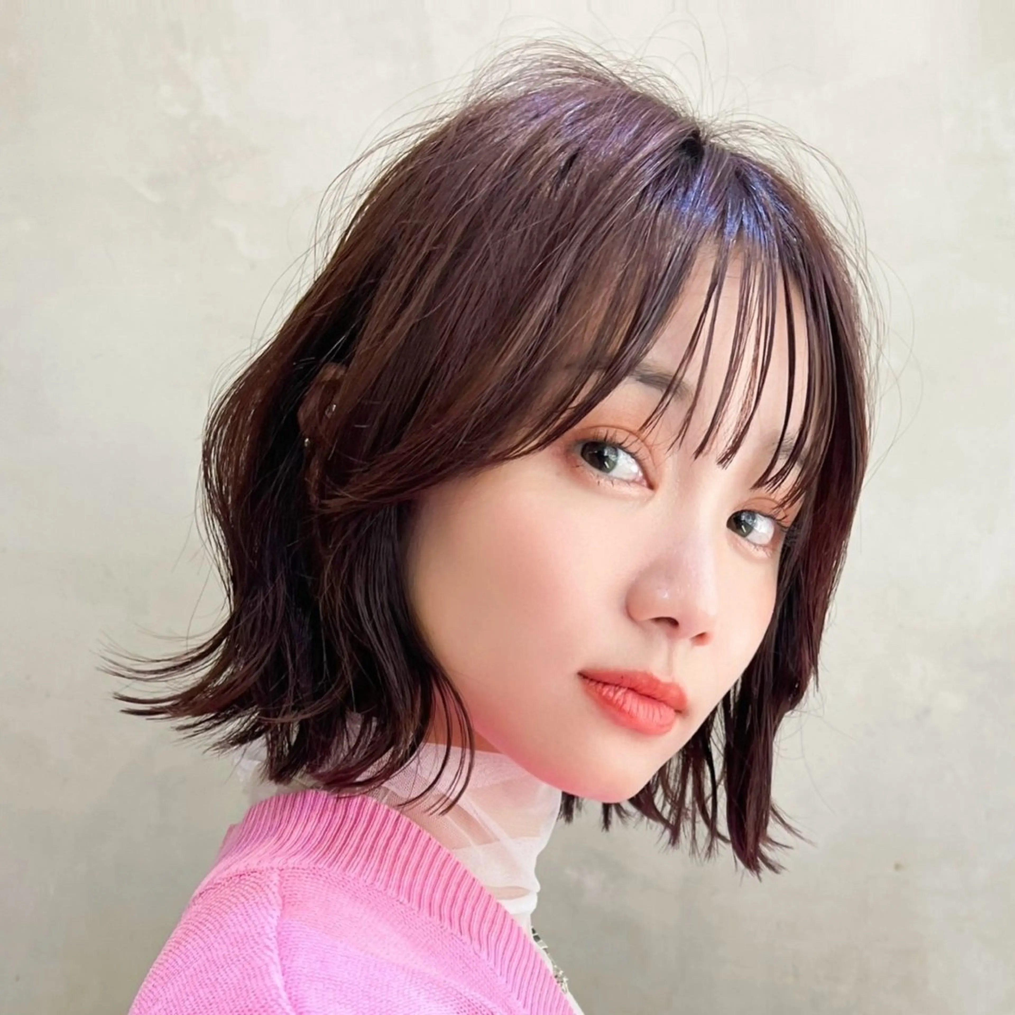 ミディアム カラー パーマ ヘアアレンジ ヘアカラー トリートメント くびれボブ/艶カラー /髪質改善🌷喜美花のヘアスタイル