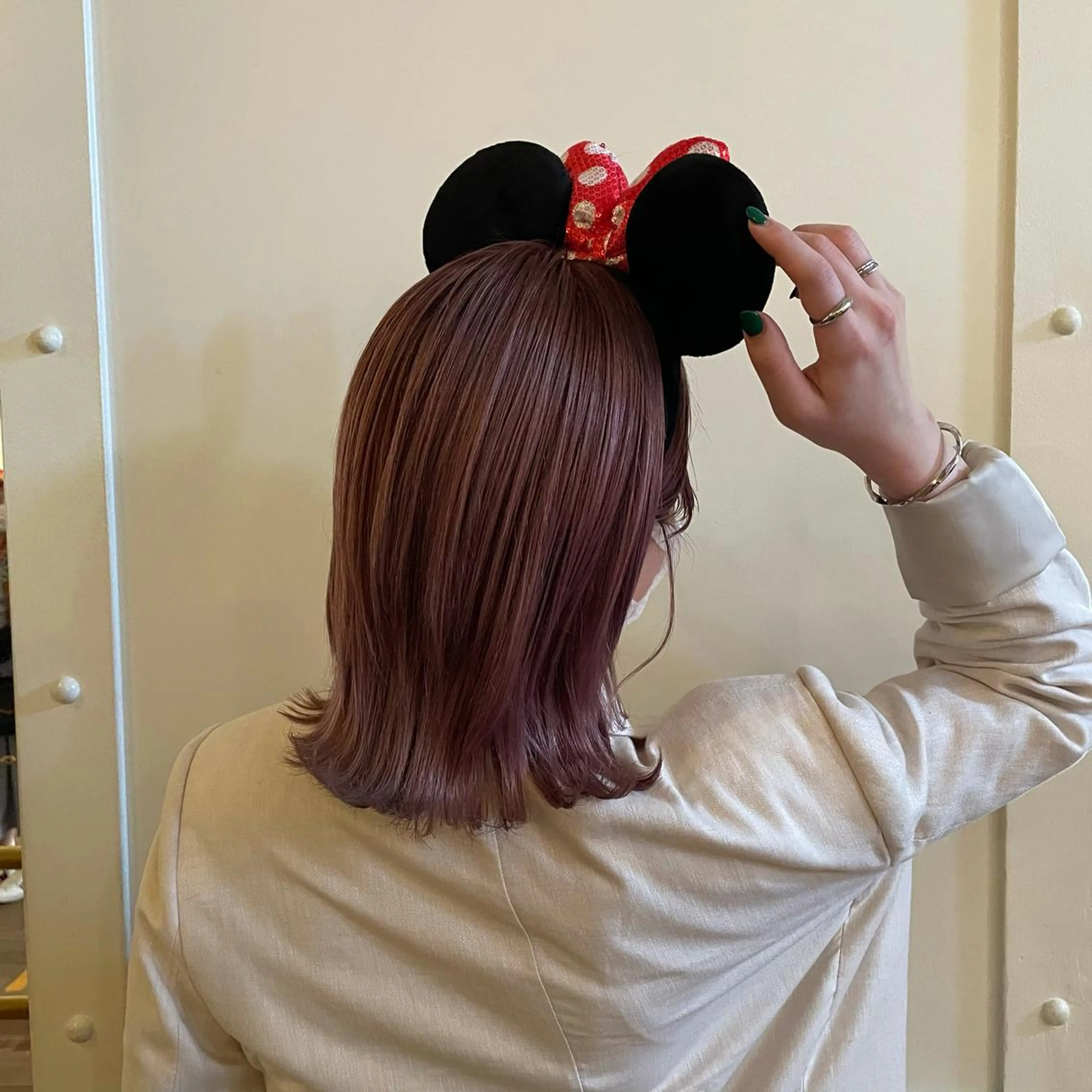 ミディアム カラー ベージュカラー ピンクカラー ピンクベージュ 🍊mai🍊 似合わせパーマのヘアスタイル