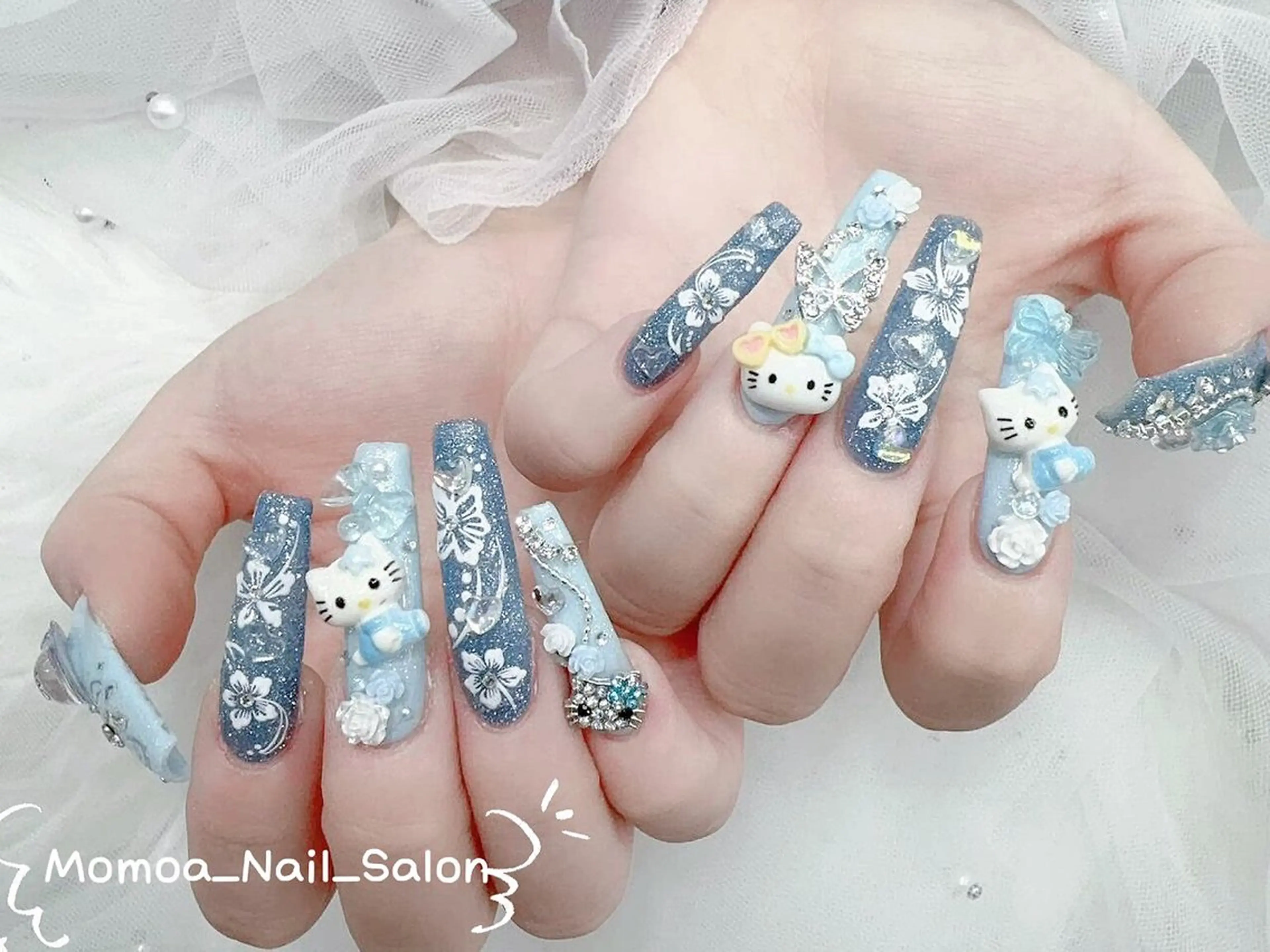 ネイル ハロウィン キラキラネイル 韓国ネイル スカルプネイル ハンドネイル MoMoA Nail ネイル長さ出し専門店のネイルデザイン