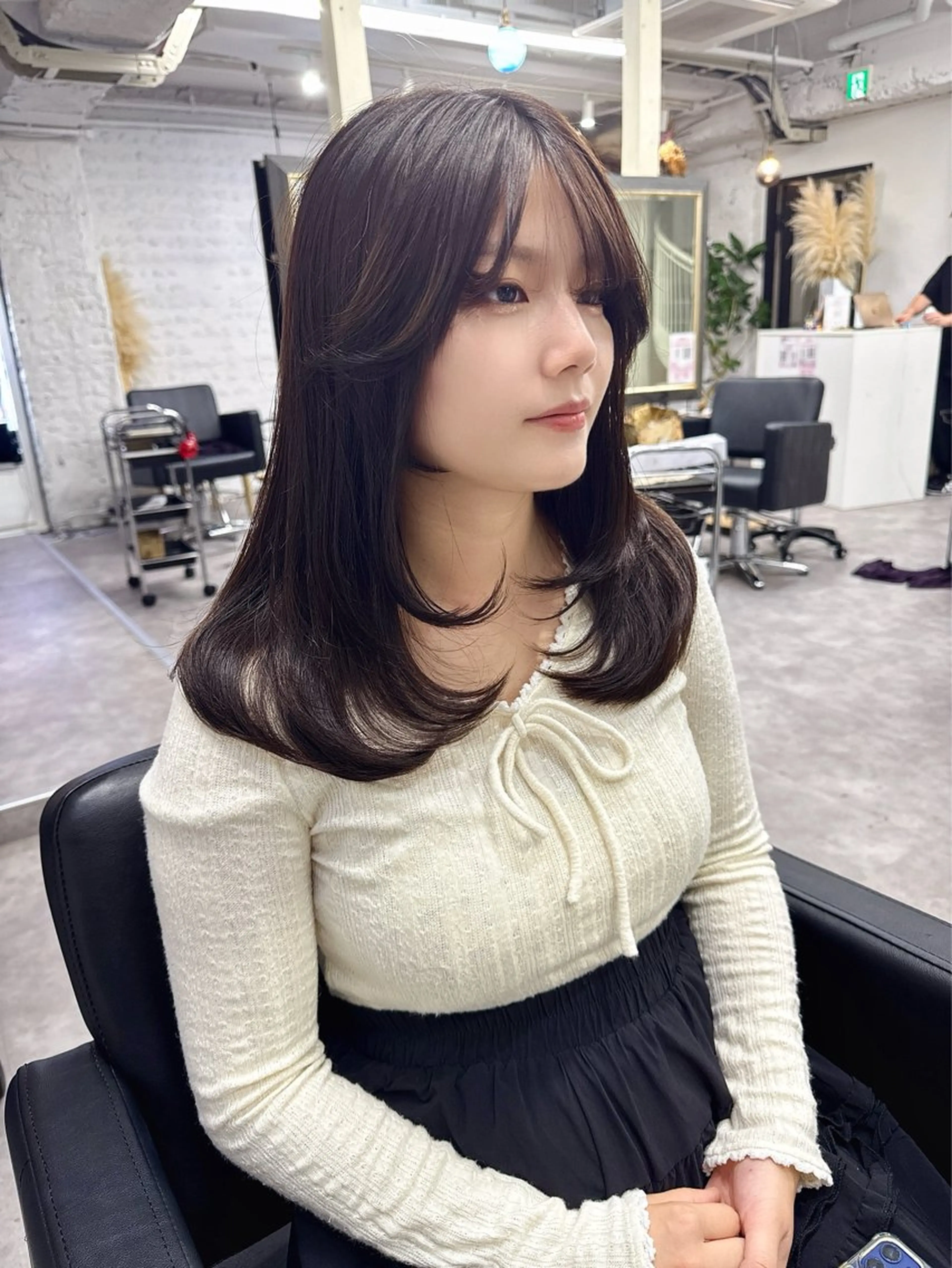 ミディアム カット ヘアカラー 笹江 瑞穂のヘアスタイル
