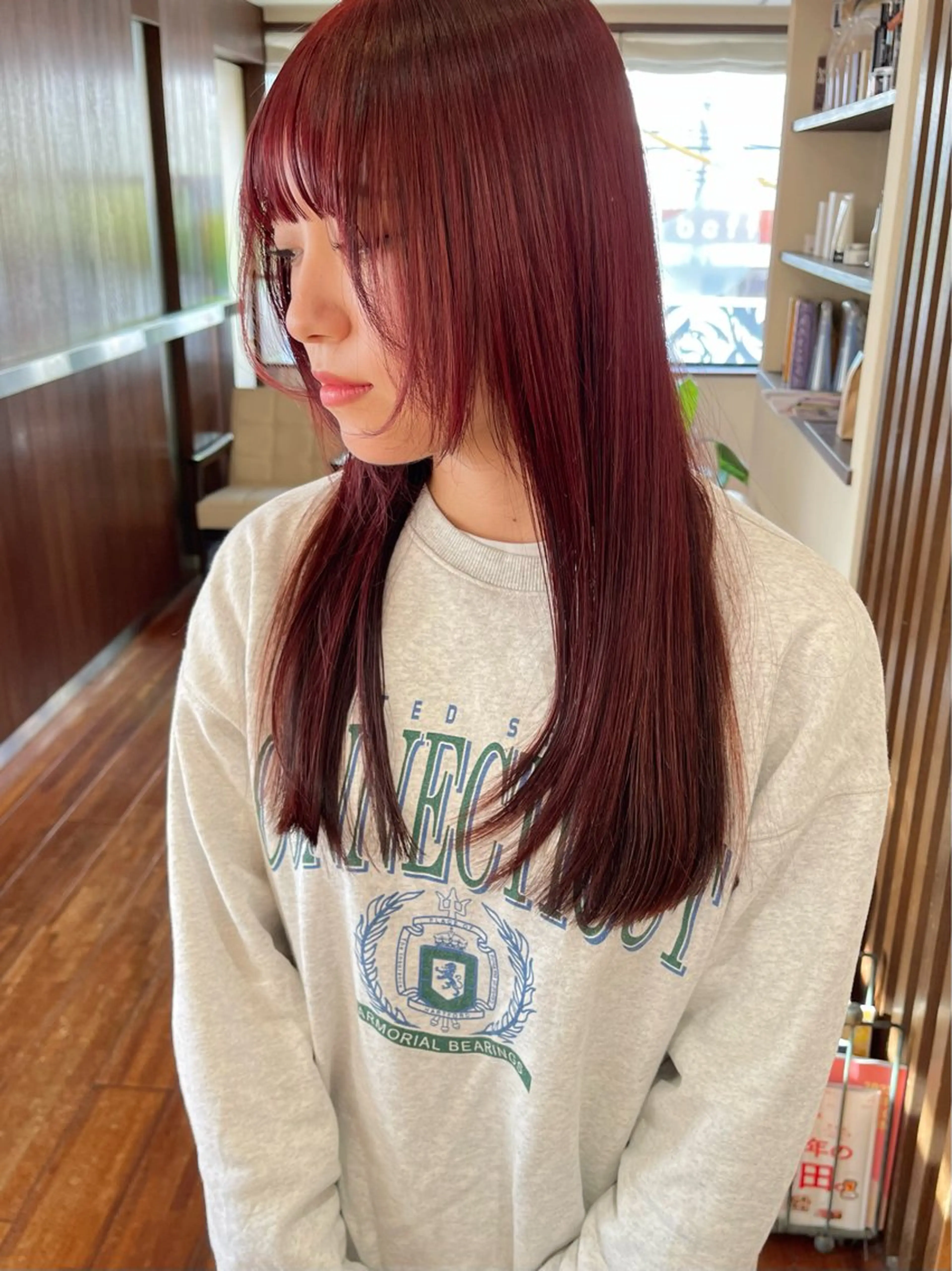 ミディアム カラー レッドカラー カット ヘアカラー トリートメント 髪質改善カラー ケアブリーチ/タムのヘアスタイル