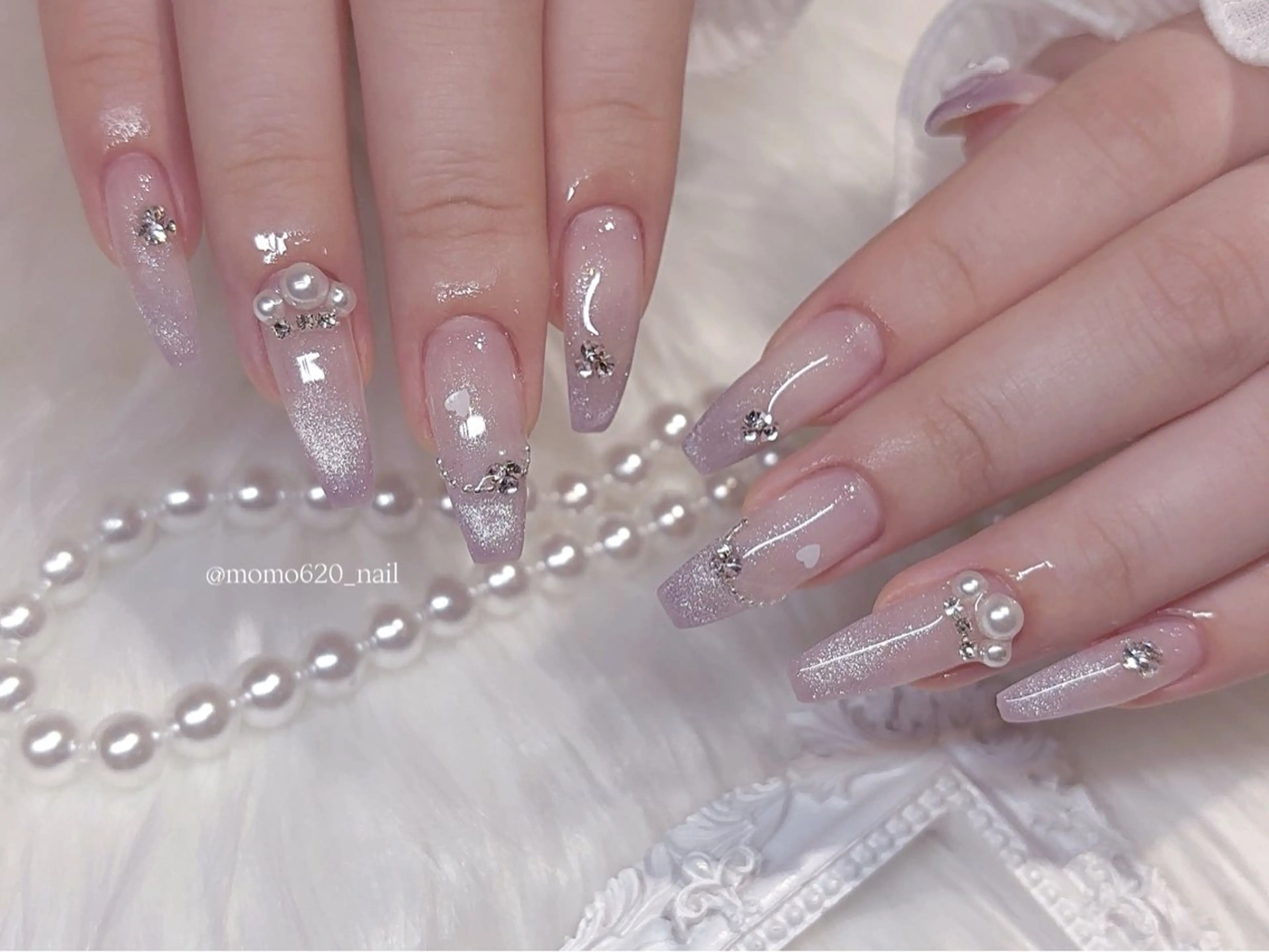ネイル マグネットネイル パープル ハンドネイル nailsalon moca 堀江店所属・moca堀江店 momokaのネイルデザイン