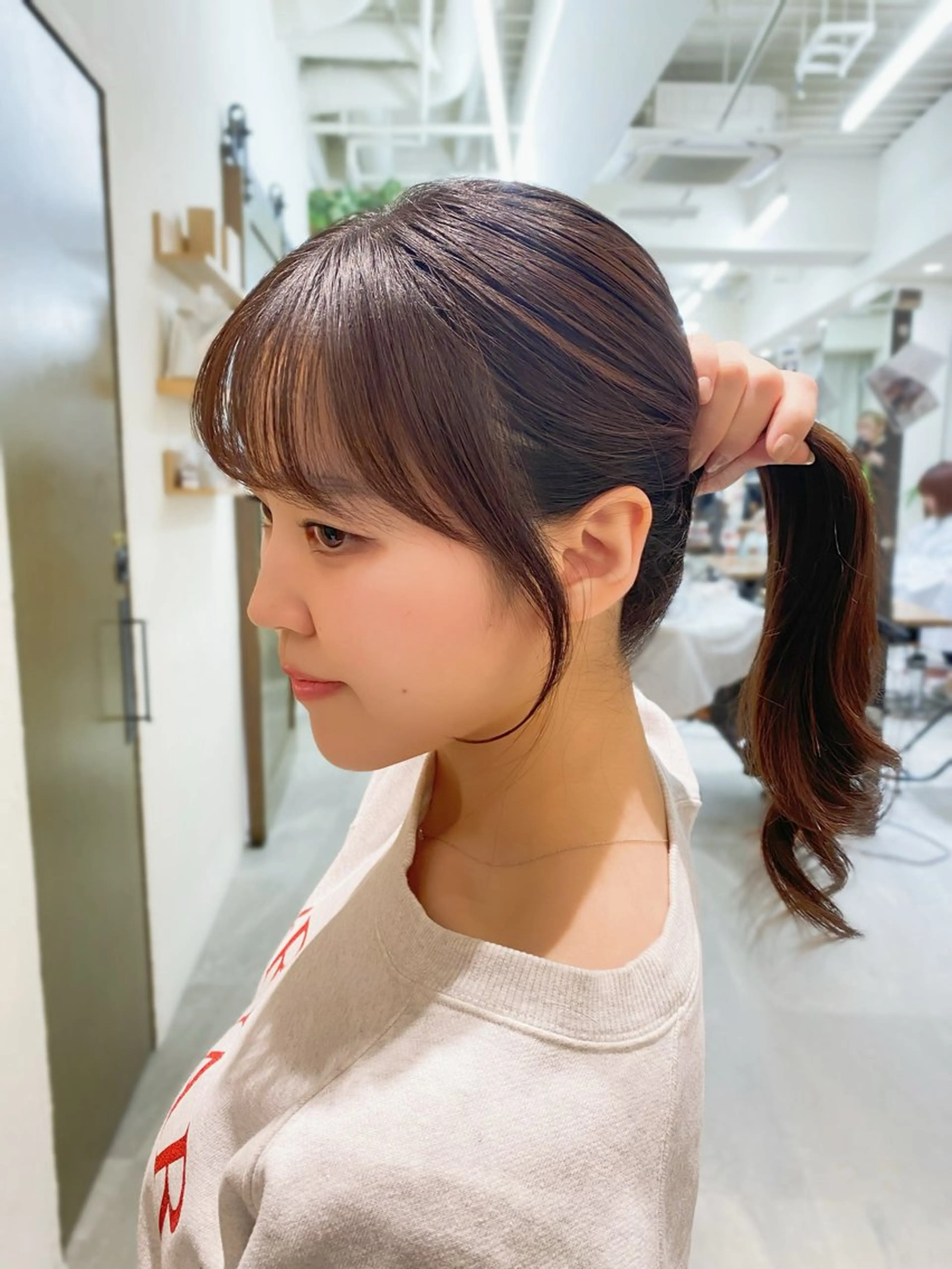 セミロング 顔周りカット 小顔カット カット ヘアカラー 銀座/前髪顔まわり/ 透明感カラー/danのヘアスタイル