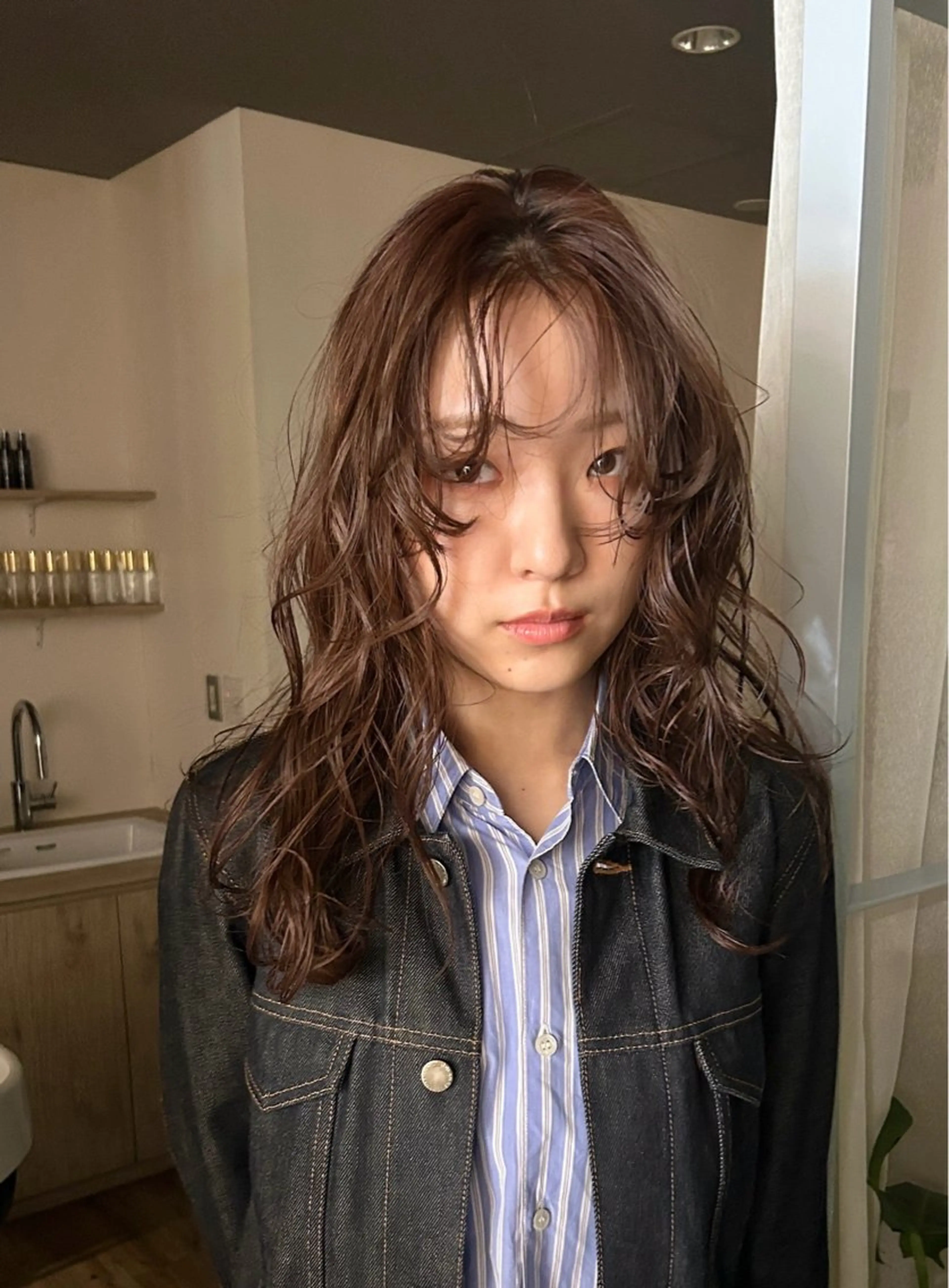 ロングパーマモデルの写真
