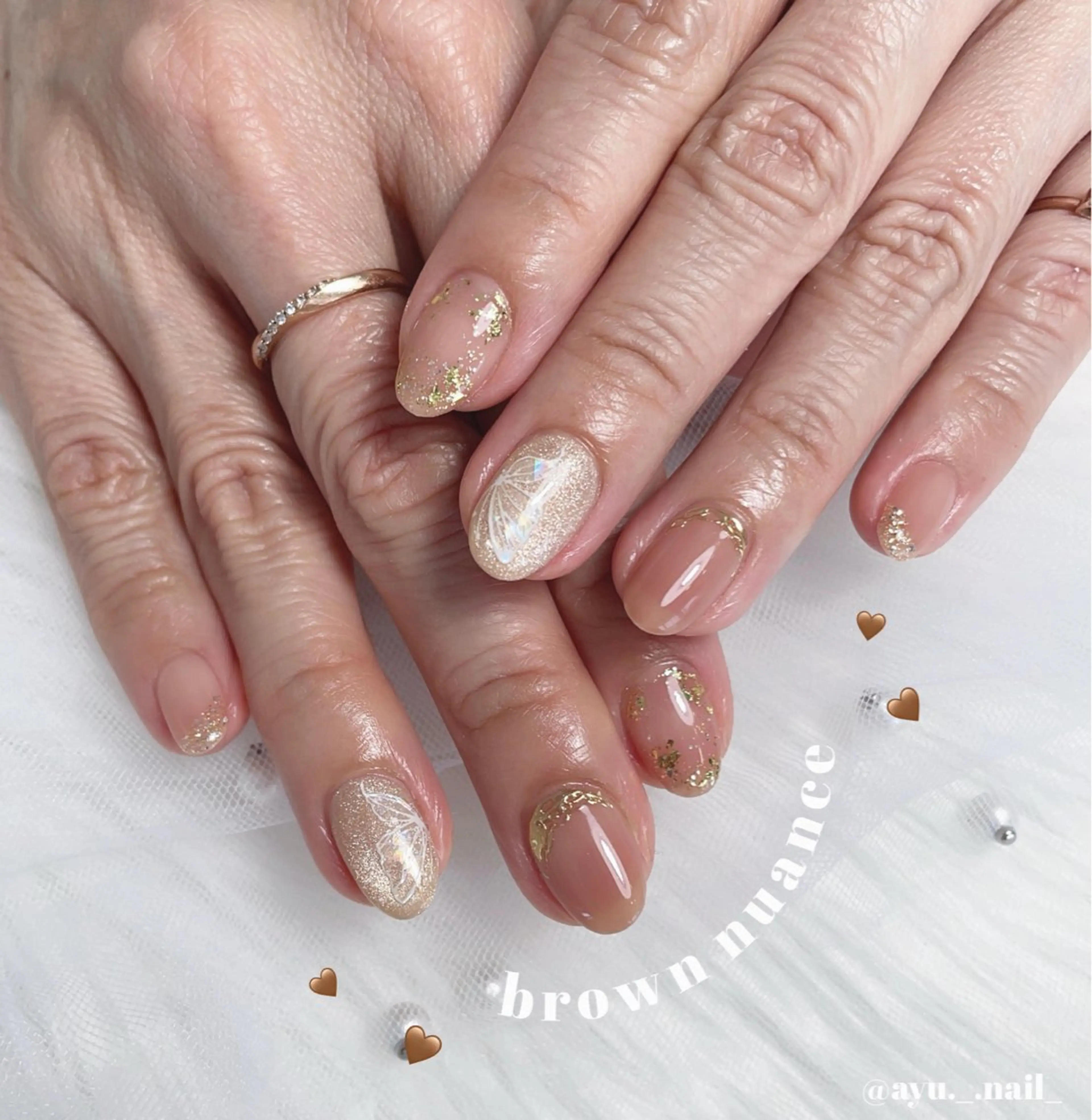 ネイル あゆ🎀/ワンホンネ イル/痛ネイルのネイルデザイン