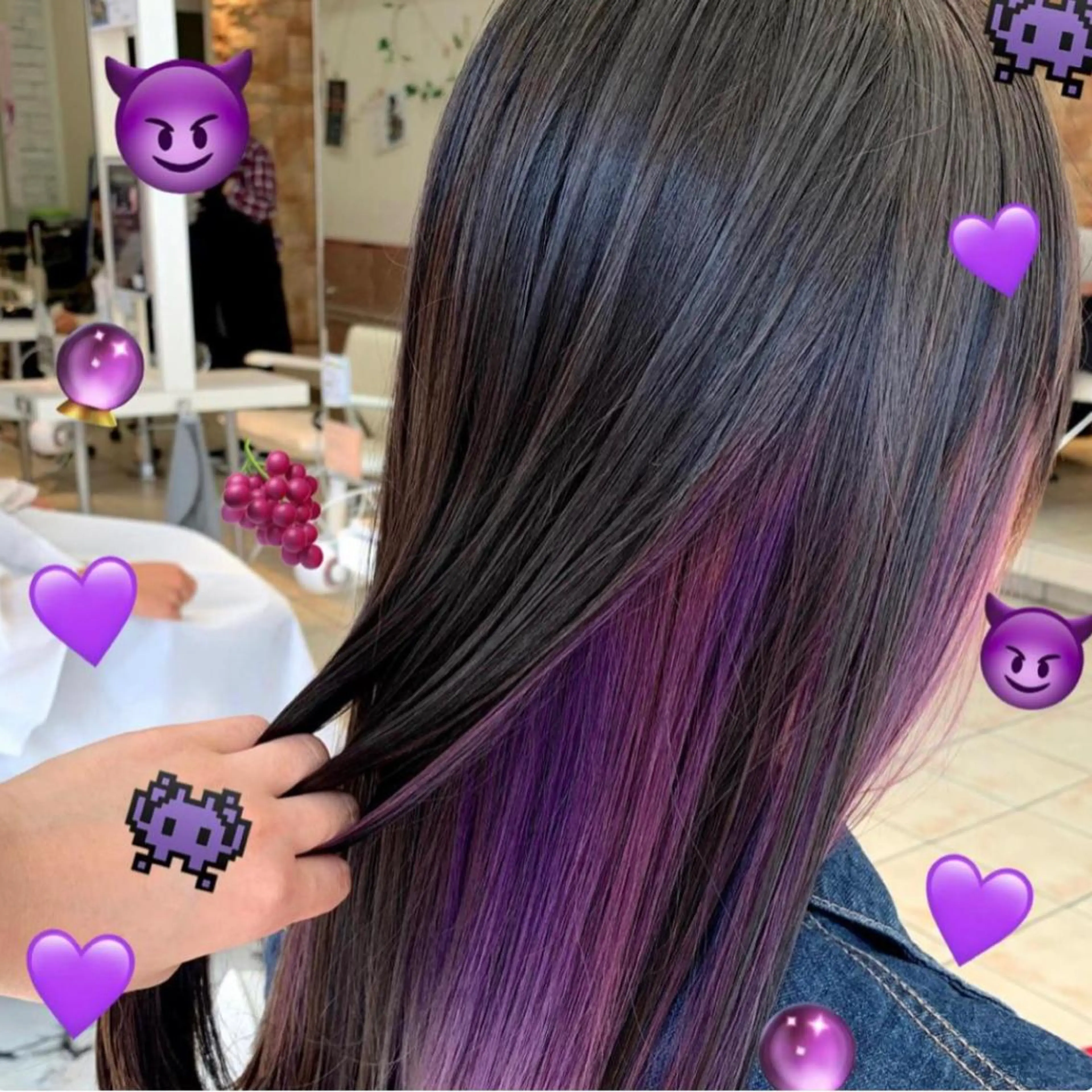 セミロング カラー インナーカラー バイオレットカラー 【髪質改善特化】 艶髪/透明感カラーのヘアスタイル