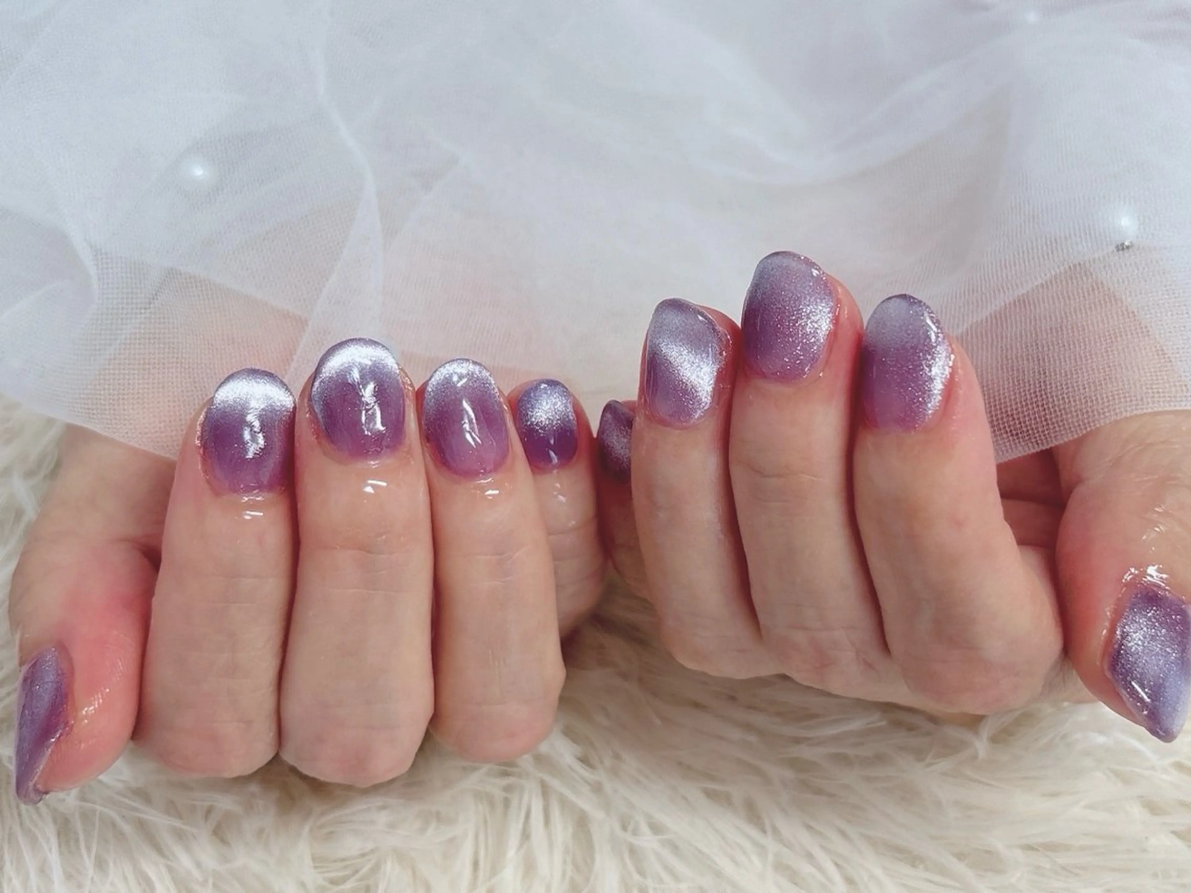 ネイル マグネットネイル パープル ハンドネイル nail salon はるりのネイルデザイン