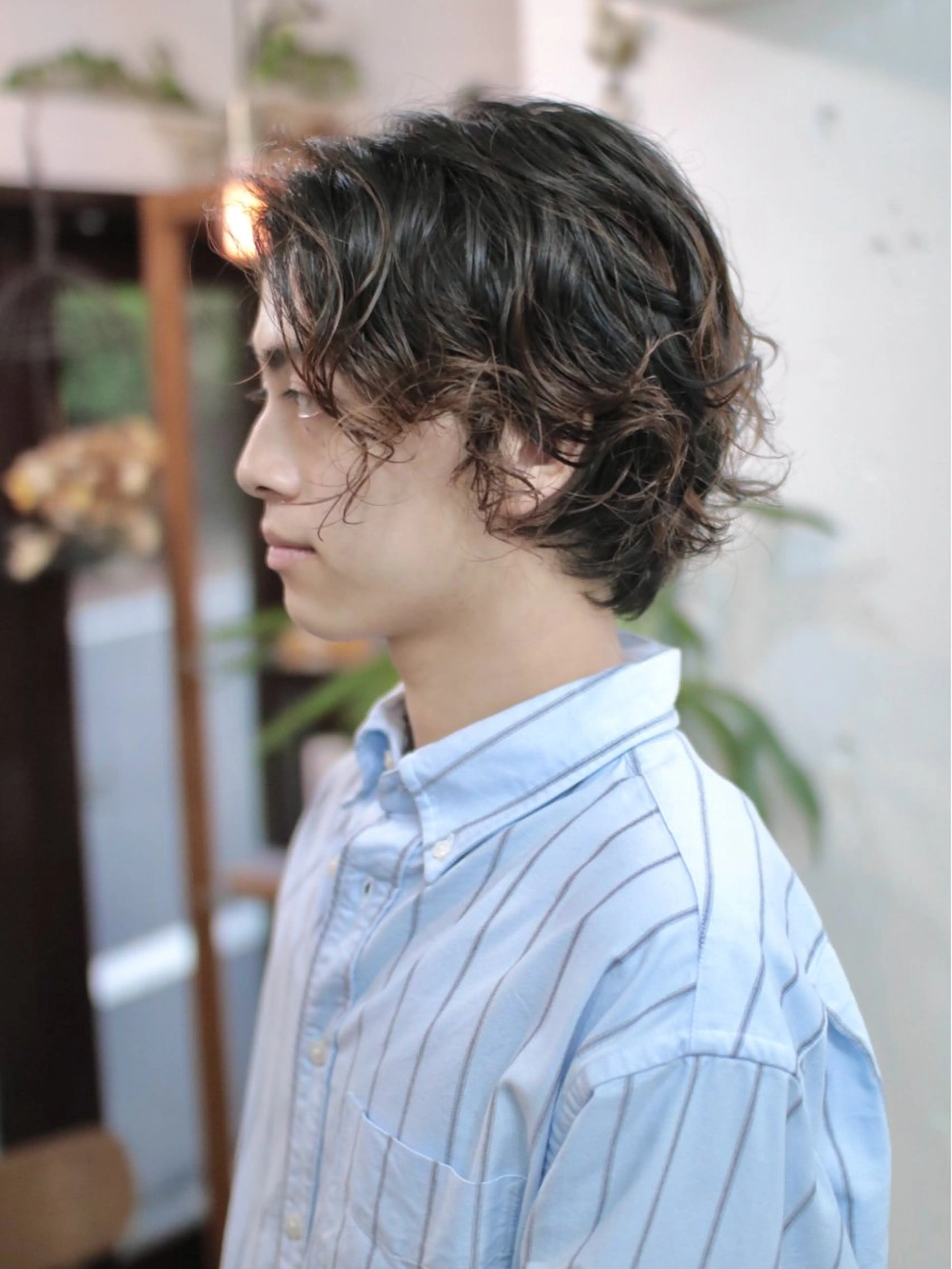 カラー パーマ メンズ カット ヘアカラー パーマ 木村陸弥 透明感/ 赤み消し/オリーブのヘアスタイル