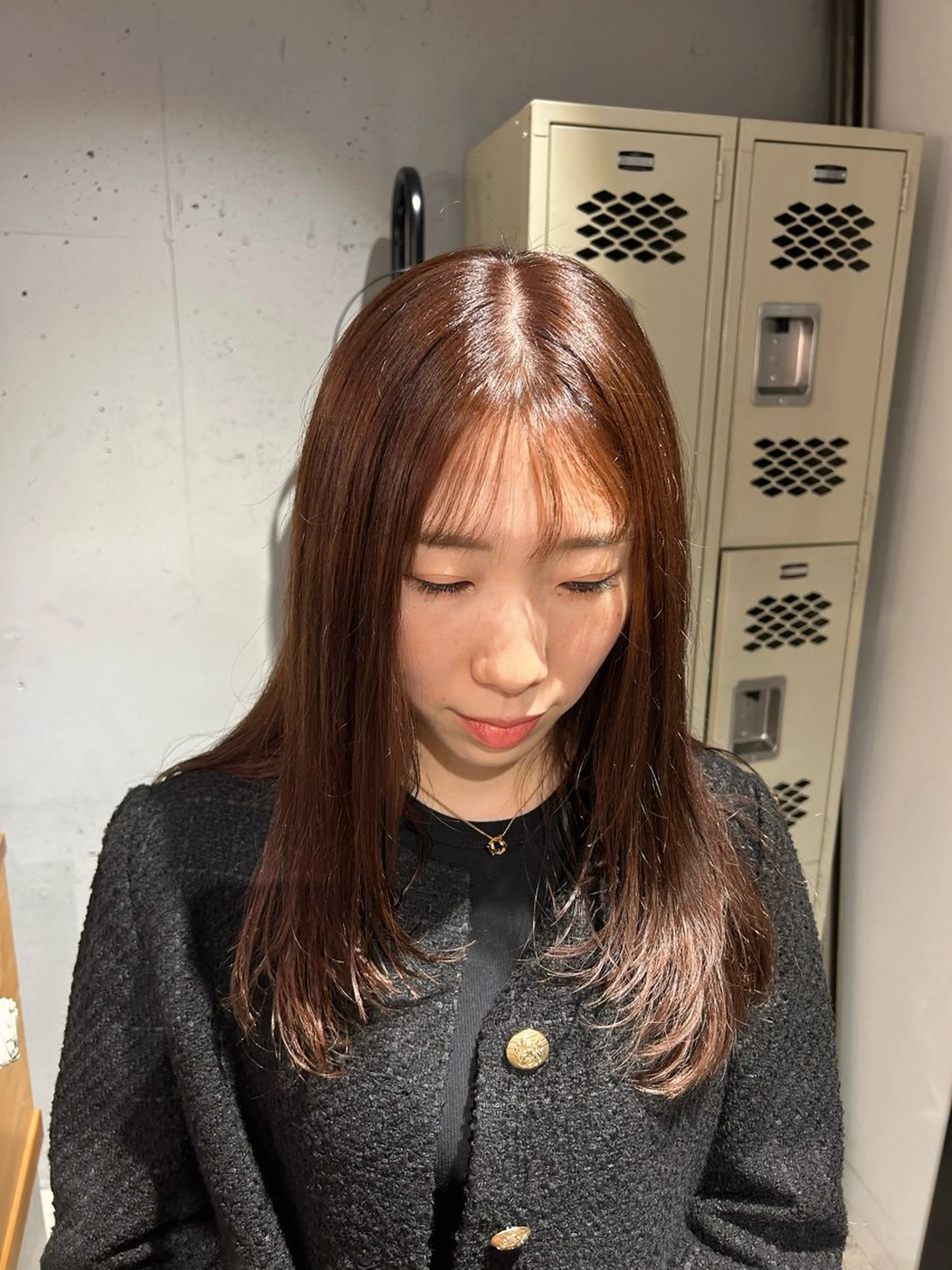 ロング カラー ブラウンカラー ピンクカラー レイヤーカット まるやま ゆいかのヘアスタイル