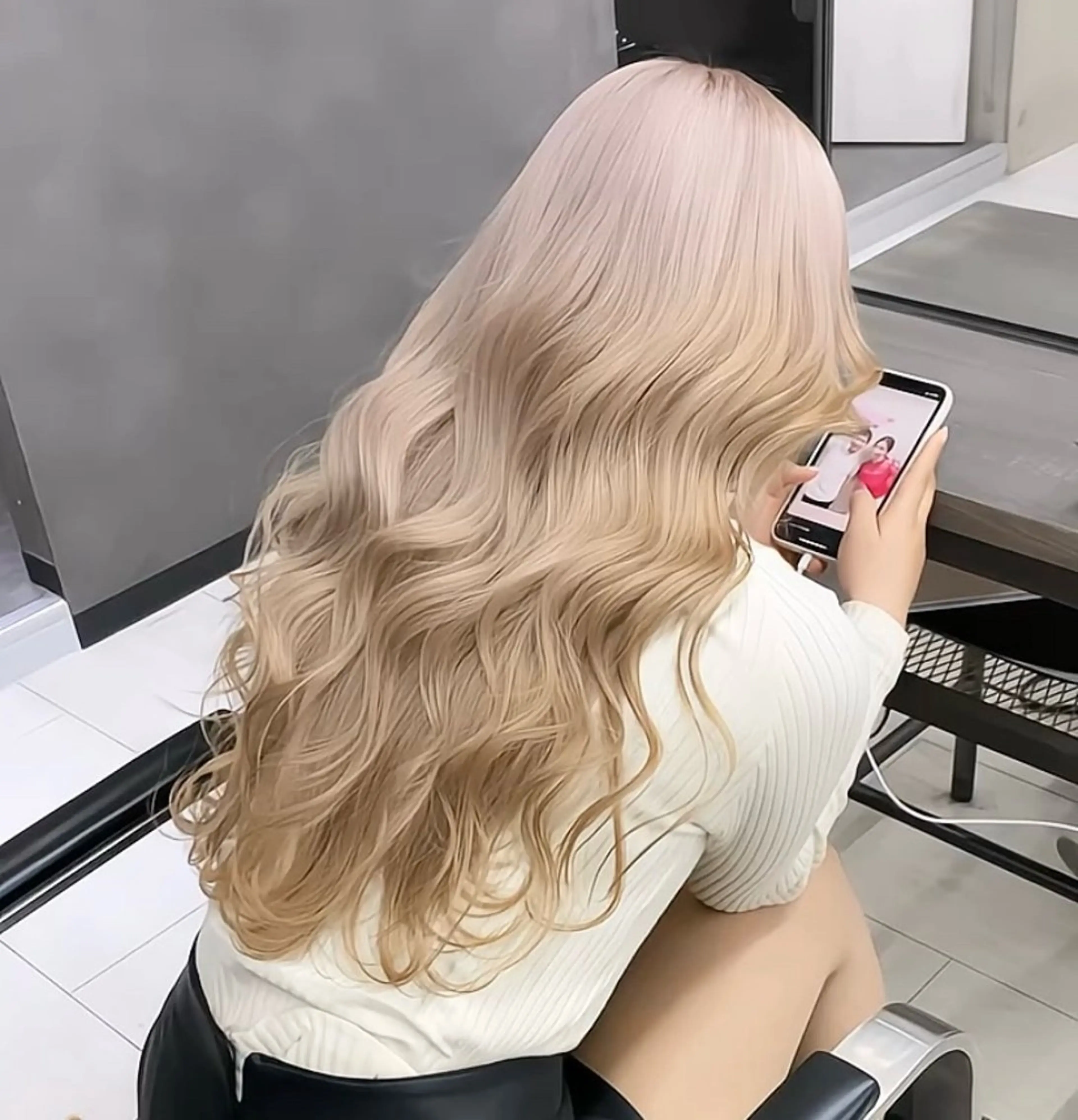 ロング カラー カット ヘアカラー 韓国style💞 ハイトーン/emaのヘアスタイル
