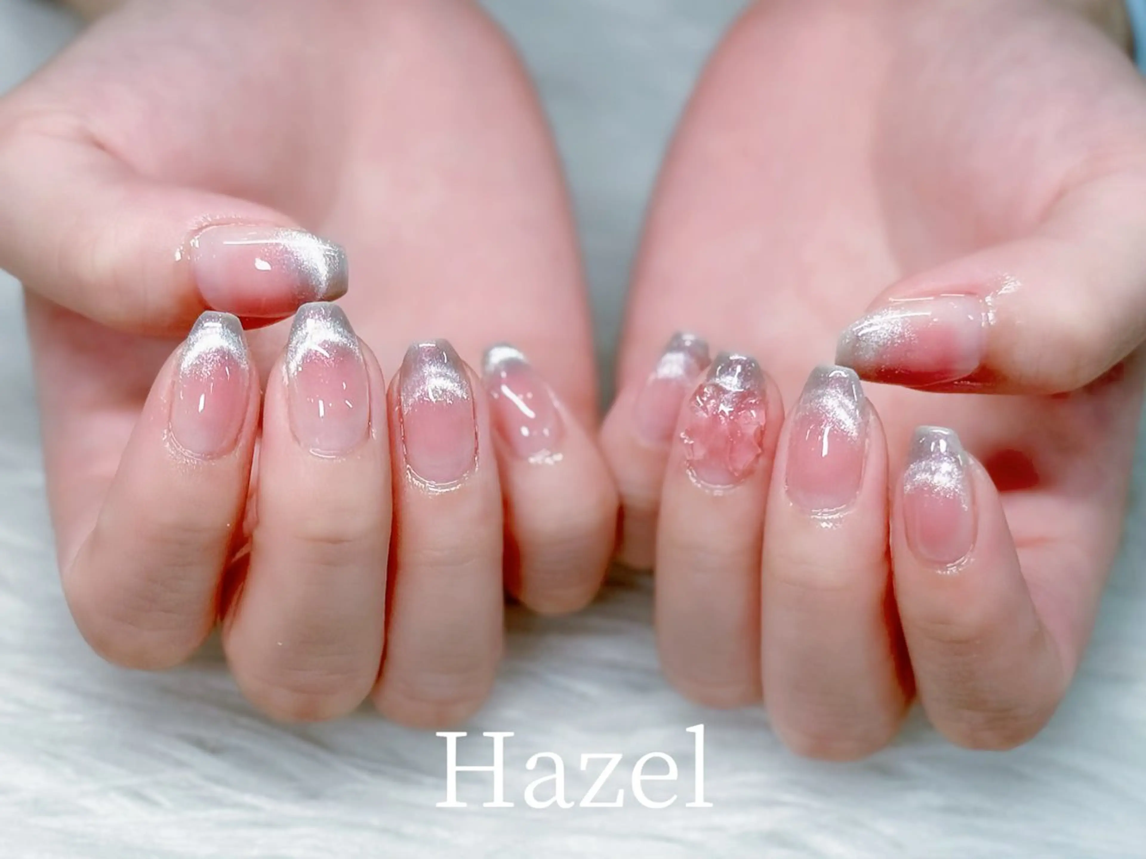 ネイル チークネイル ワンホンネイル 🤍Hazel ユイ 吉祥寺🤎のネイルデザイン