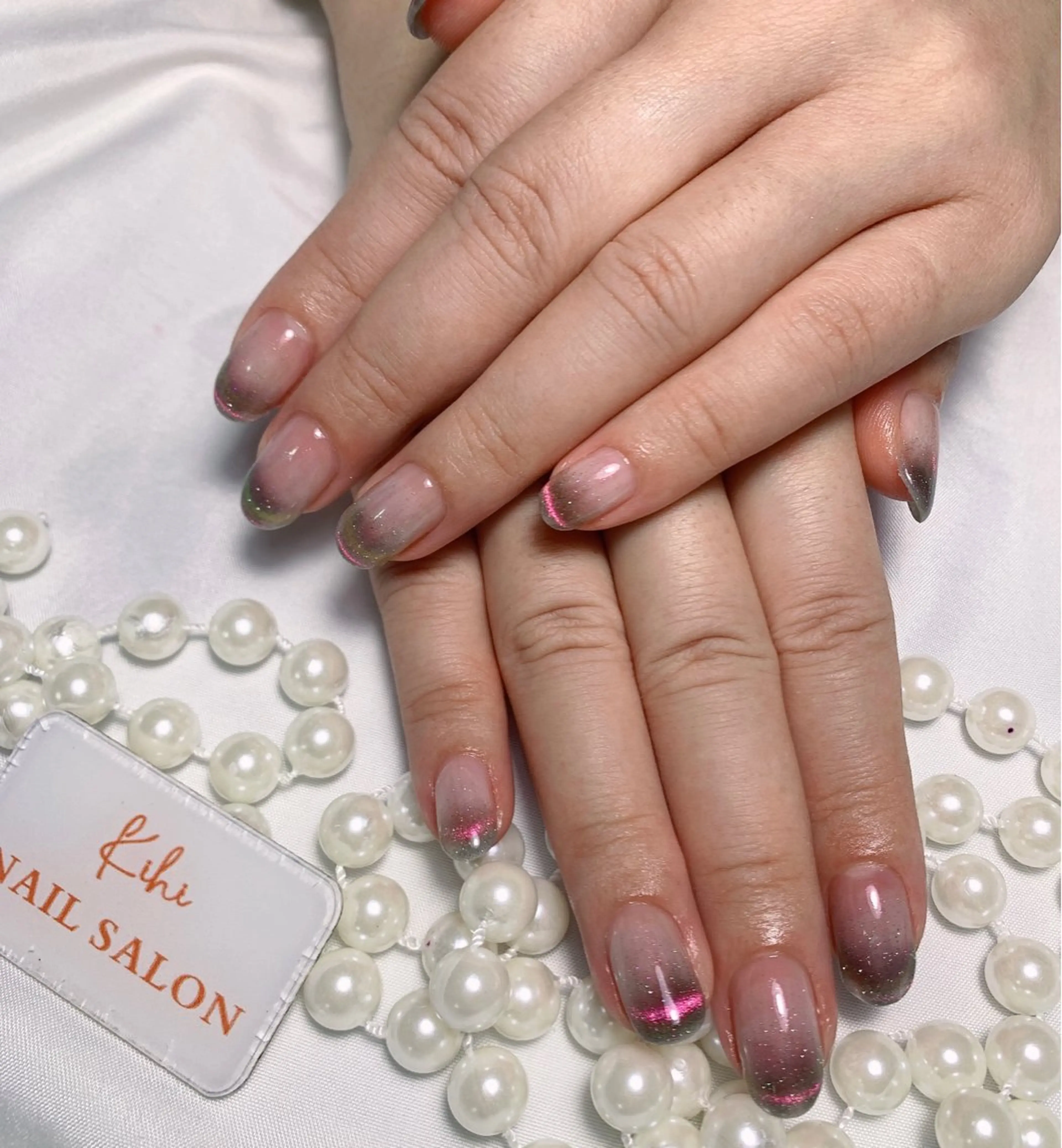 ネイル フレンチネイル マグネットネイル マグネットフレンチ 福島 みきのネイルデザイン