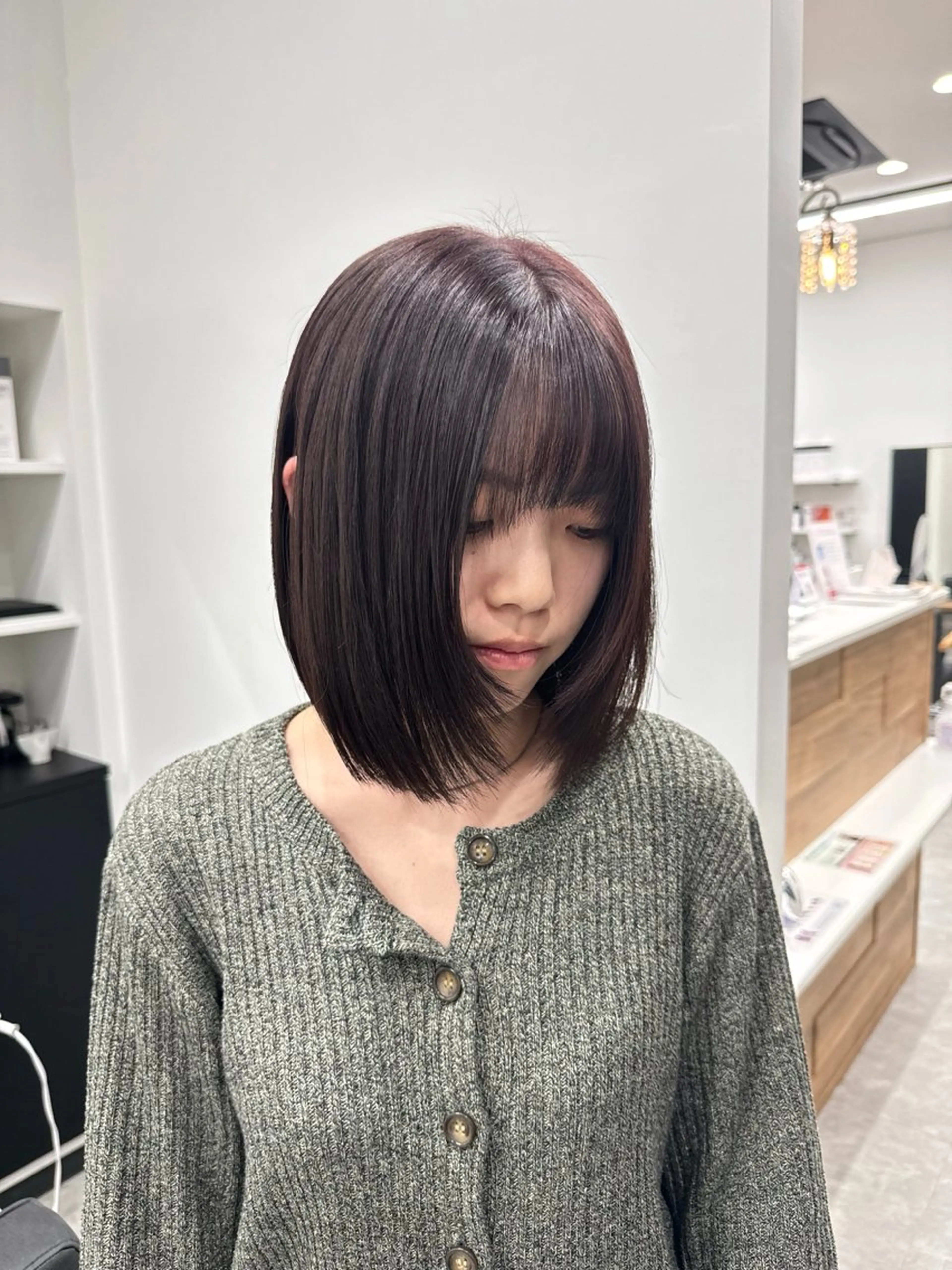 ミディアム カラー 𝘀𝗮𝗲/柏の葉 / パーマモデルのヘアスタイル