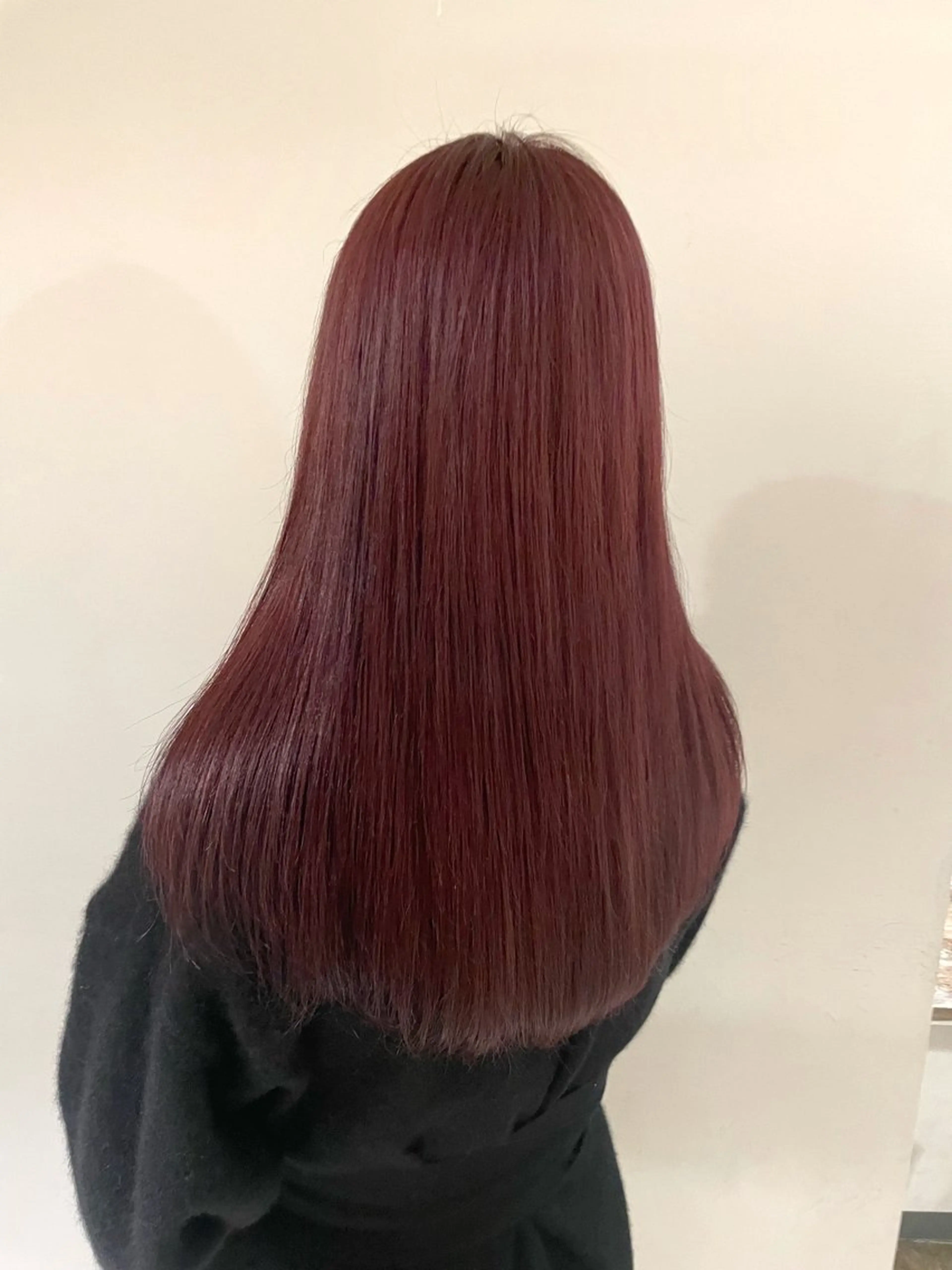 セミロング カラー ブリーチ ボルドーカラー ケアカラー ブリーチなしカラー ピンクカラー 暖色カラー🍒 ケアブリーチ/akiのヘアスタイル