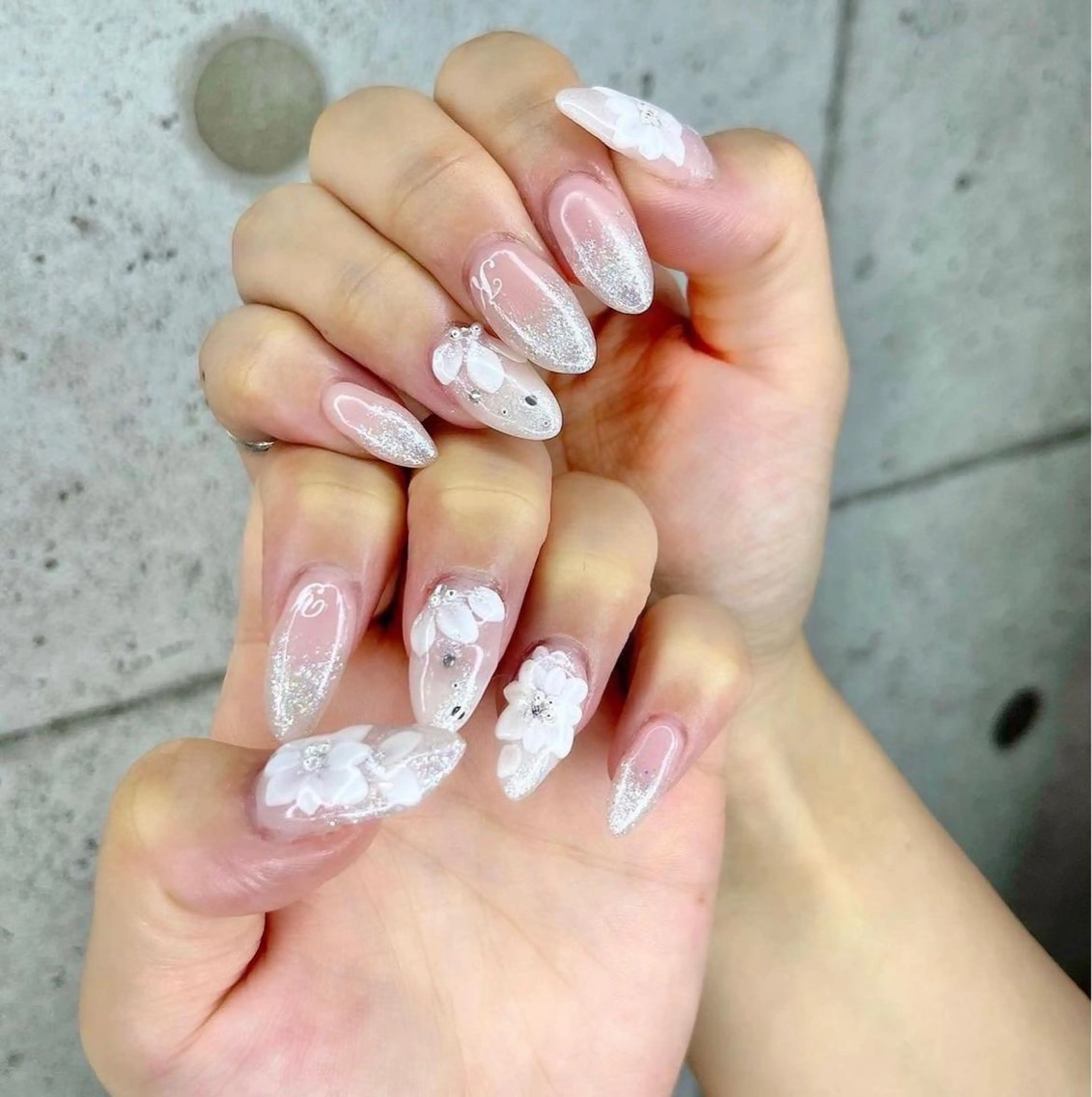 ネイル フラワーネイル キラキラネイル 韓国ネイル ミラーネイル ニュアンスネイル ハンドネイル Salon Ｋのネイルデザイン