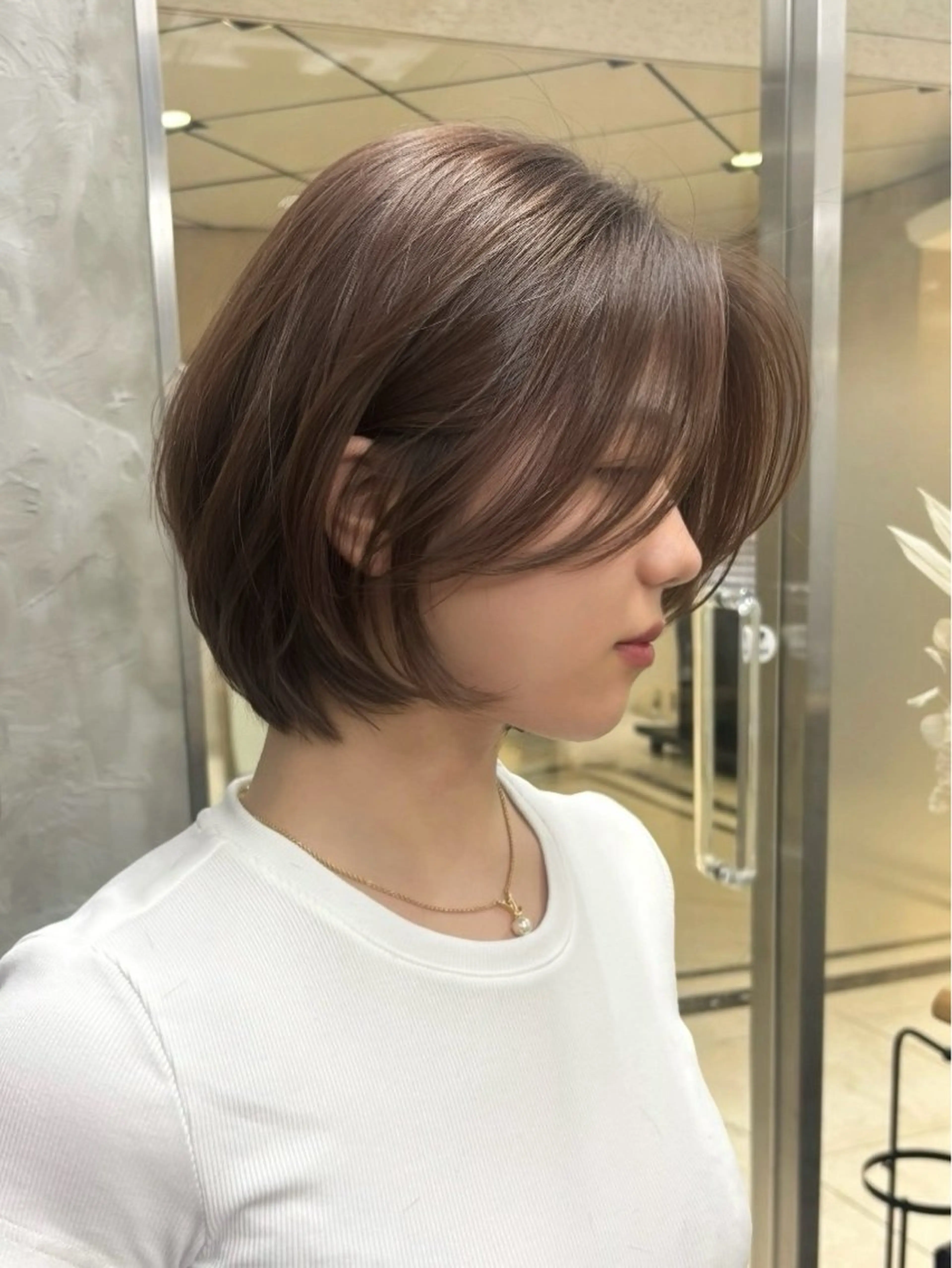 ミディアム カラー カット ヘアカラー ハイライト、レイヤー カット/西梅田/中西のヘアスタイル