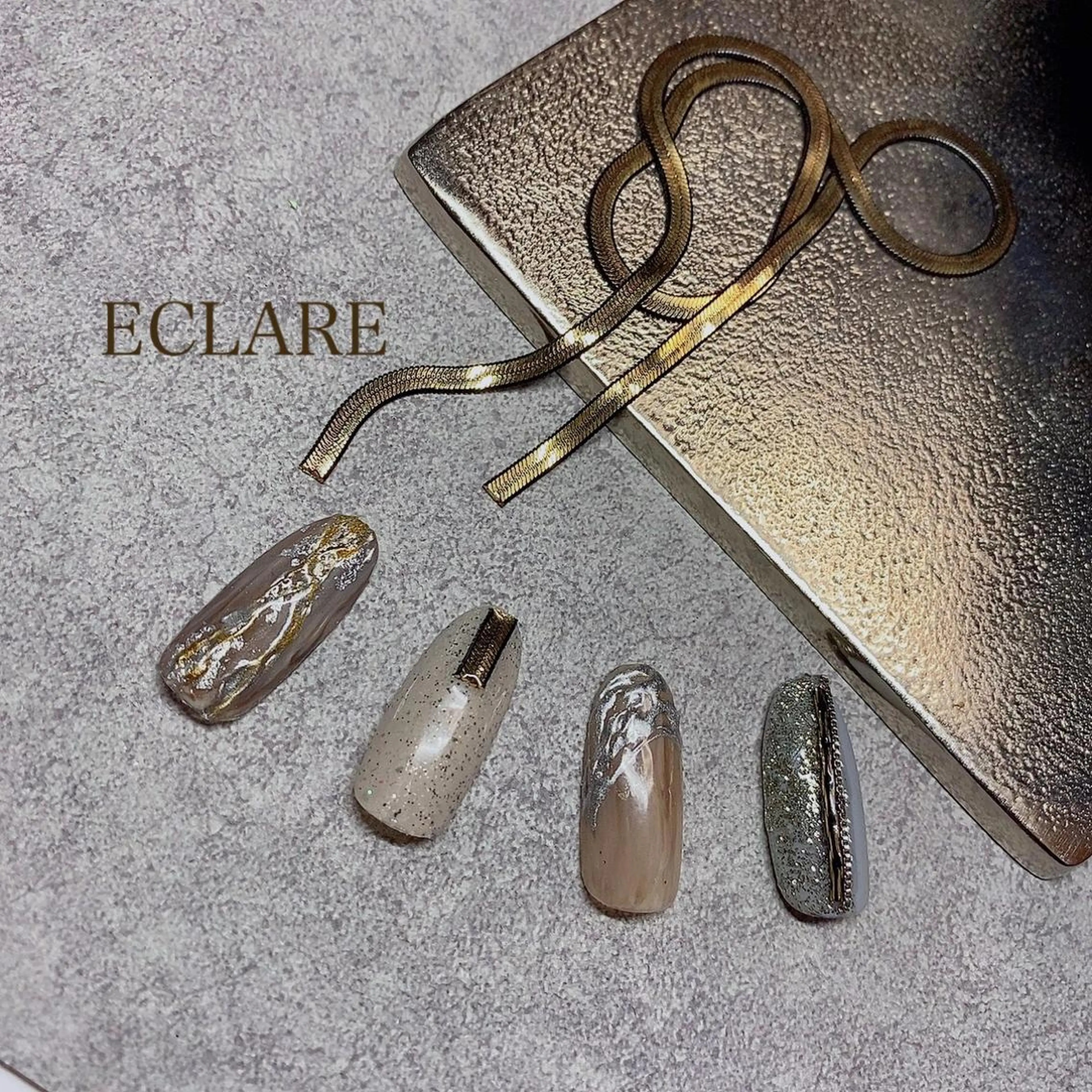 ネイル アートネイル ブラウン フットネイル フレンチネイル ジェルネイル Nail Salon ECLAREのネイルデザイン