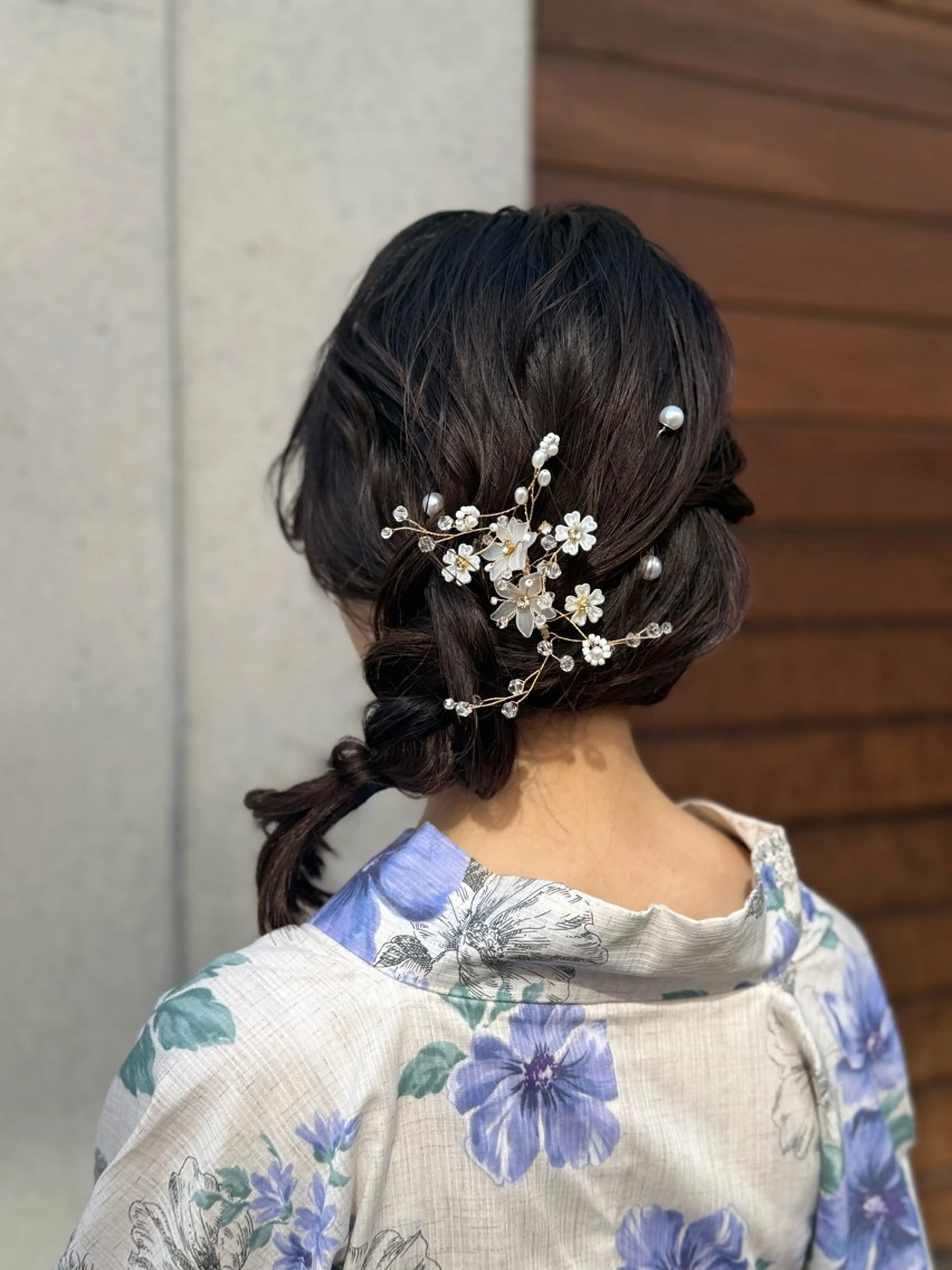 ミディアム ヘアアレンジ 浴衣 ヘアセット 艶カラー/ハイトーン /アレンジ/meiのヘアスタイル