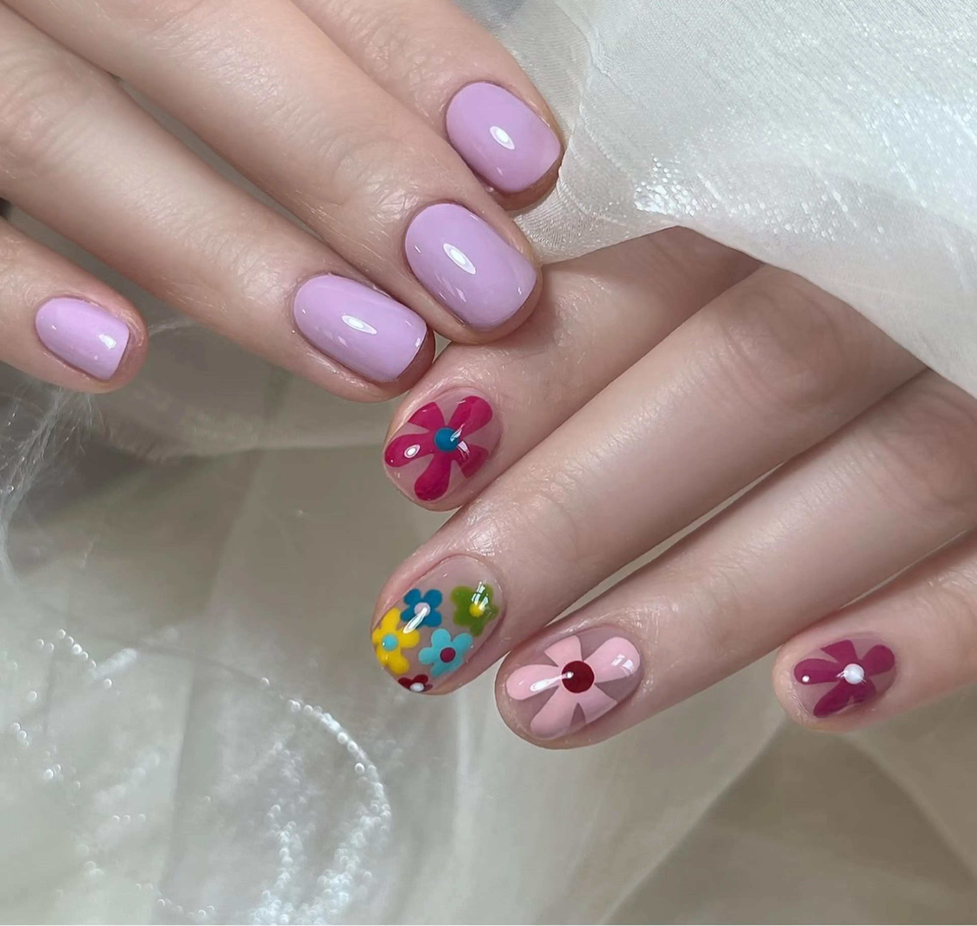 ネイル アートネイル オーロラネイル チークネイル フレンチネイル ガラスフレンチ ハンドネイル 🎀🎀YooLi Nail Salonのネイルデザイン