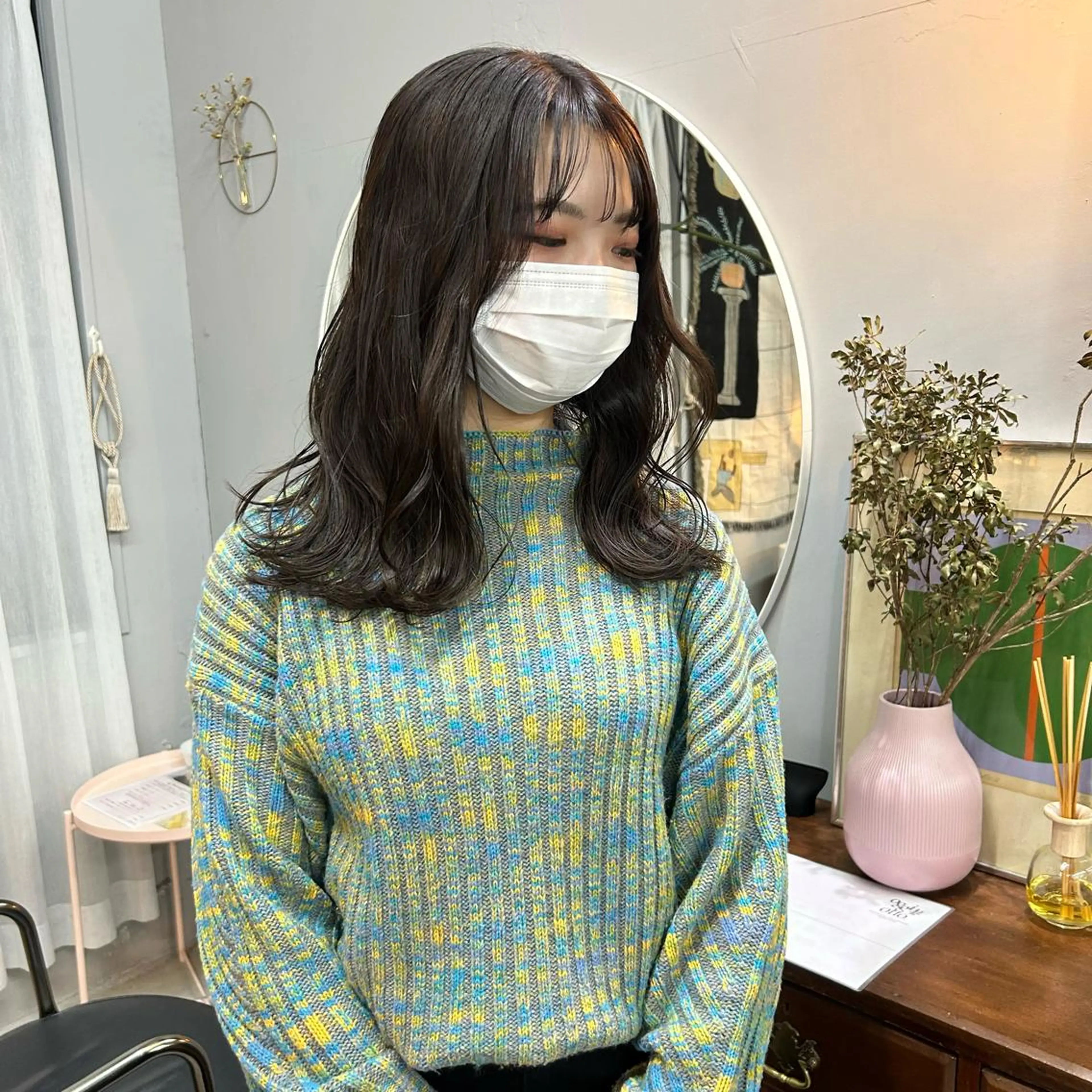 ミディアム ヘアカラー 問屋町chapter 日笠快生のヘアスタイル
