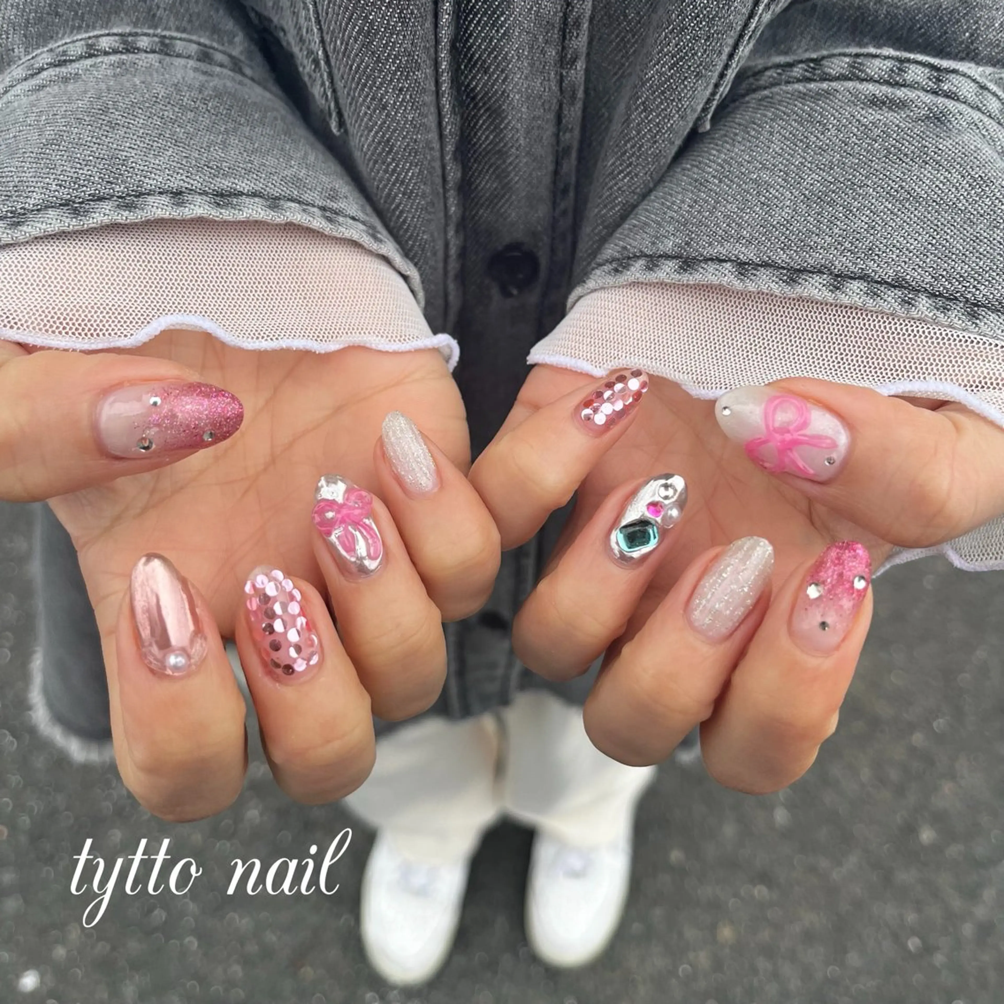 ネイル フラッシュネイル キラキラネイル ラメ(グリッター) ミラーネイル ピンク ハンドネイル tytto nail ❤︎‪‪eri‪‪のネイルデザイン