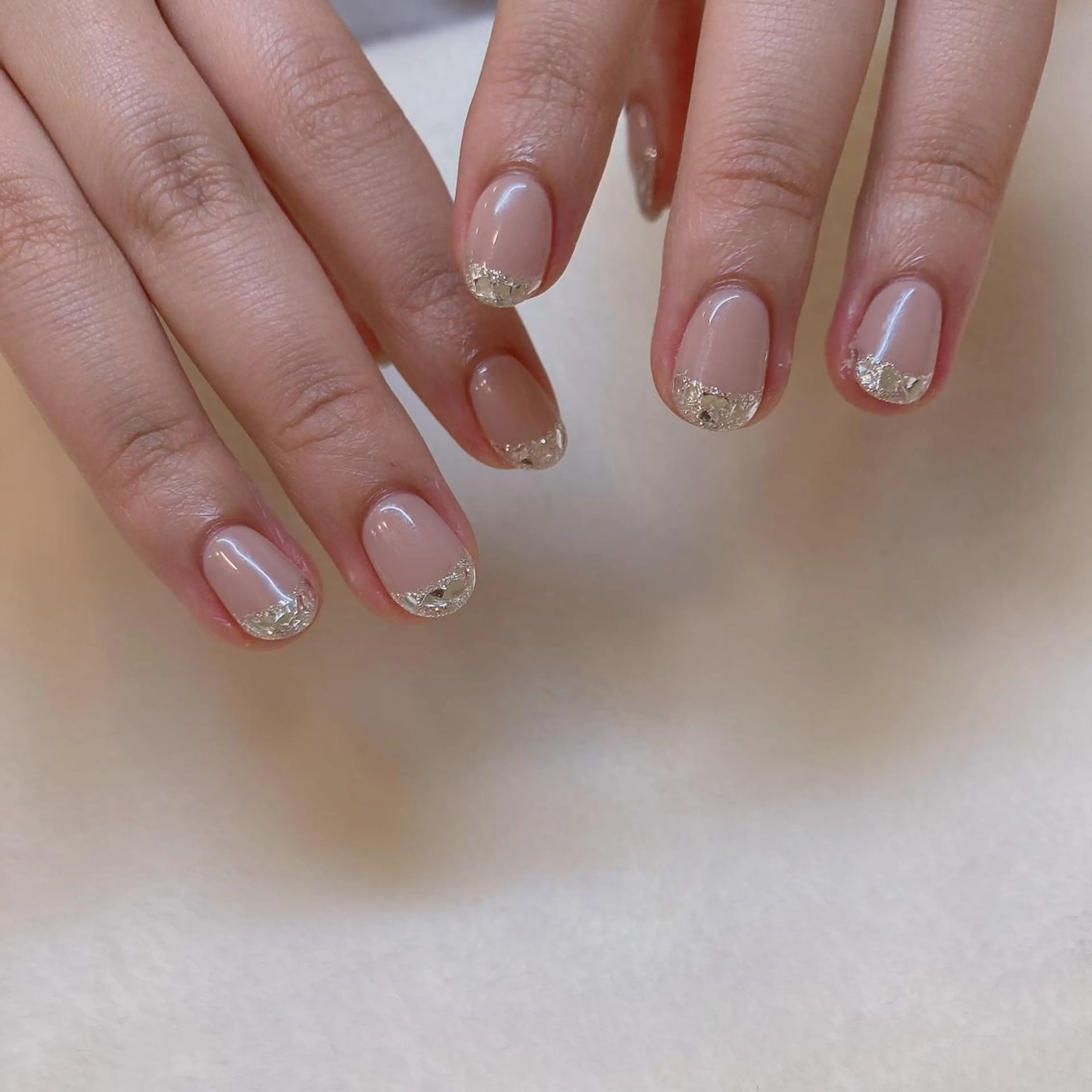 ネイル フレンチネイル ガラスフレンチ ハンドネイル ワンホンネイル/韓国 ネイル🎀表参道3分のネイルデザイン