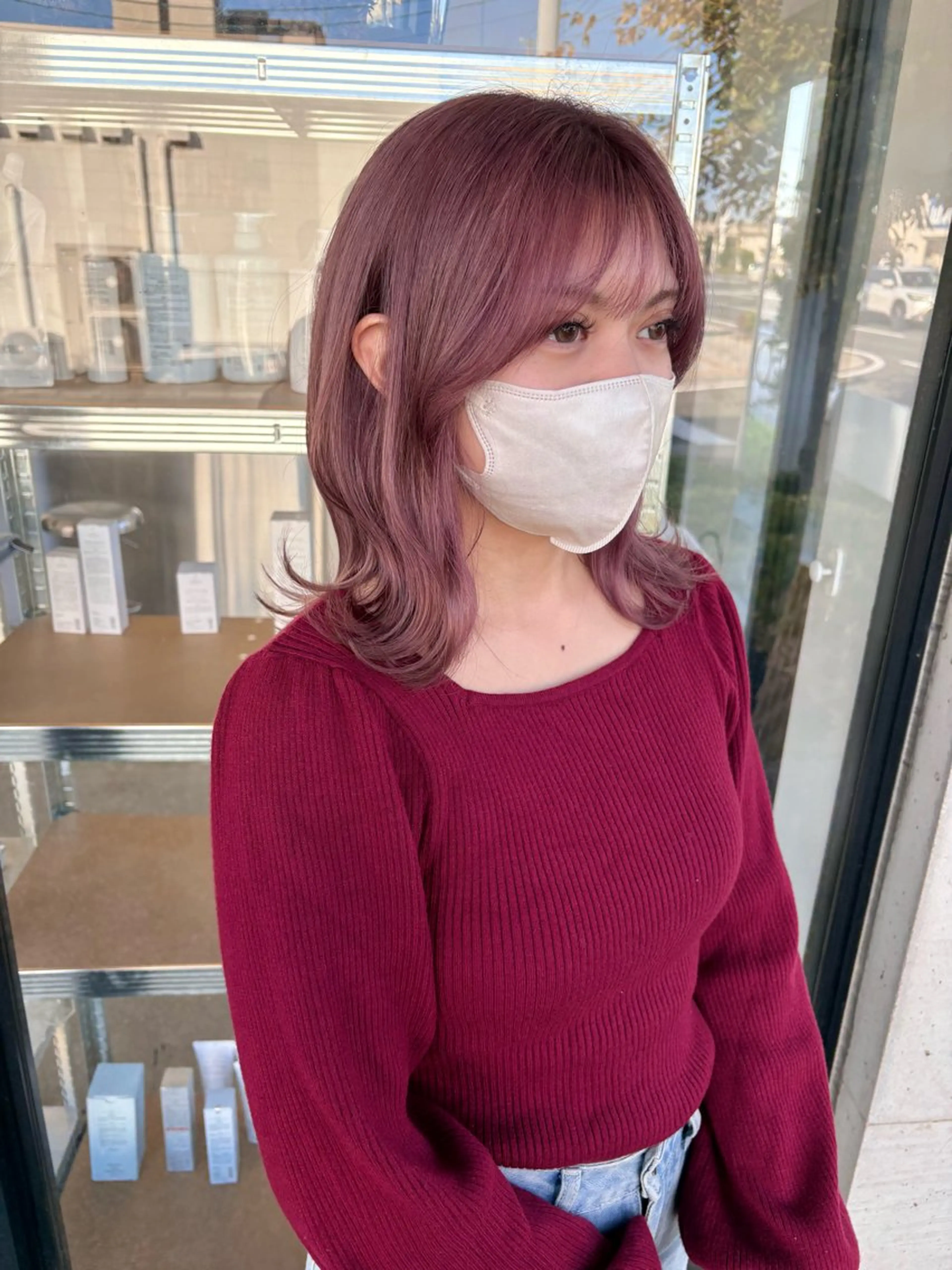 ミディアム カラー ベージュカラー ブリーチ ピンクカラー ピンクベージュ ヘアカラー トリートメント LOMARLIE / CHIKA🫧のヘアスタイル