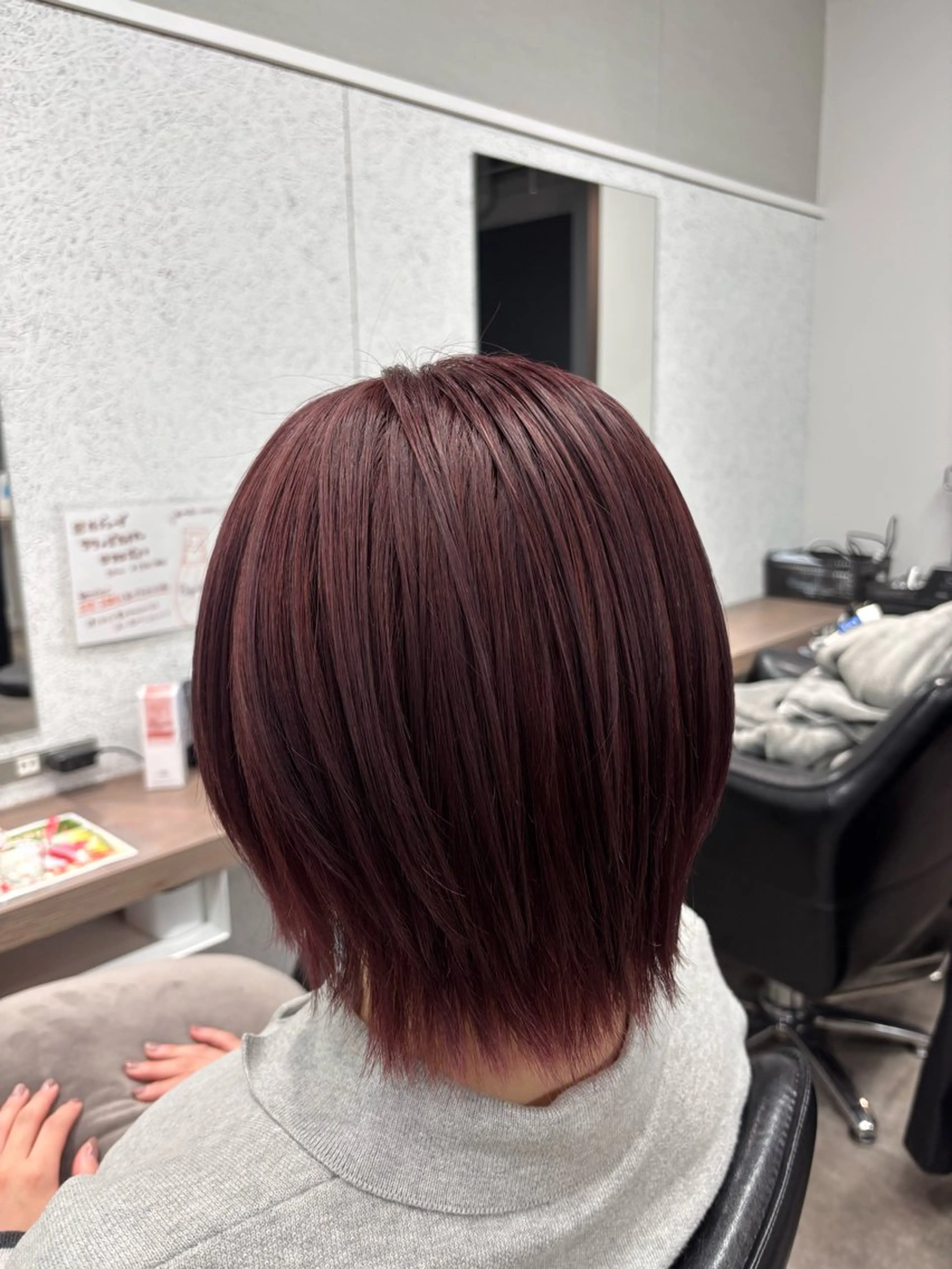 ミディアム カラー ボブレイヤー ブラウンカラー ピンクカラー ピンクブラウン ボブ ヘアカラー トリートメント ボブ/透明感カラー/ 髪質改善/🌙/ルナのヘアスタイル