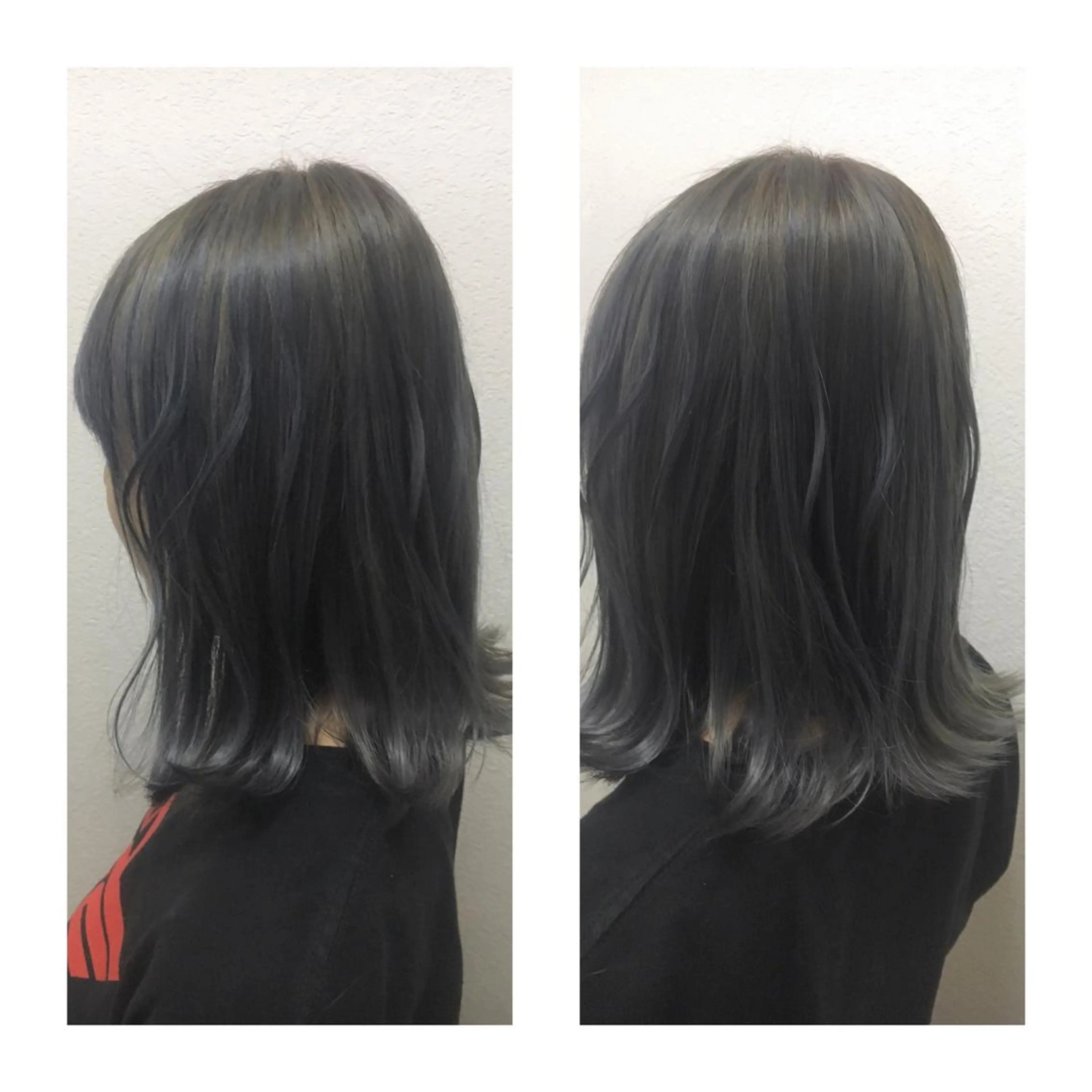 ミディアム カラー アディクシーカラー ブリーチ ブルーカラー ブルージュ シルバー JIL BLAN 京都のヘアスタイル