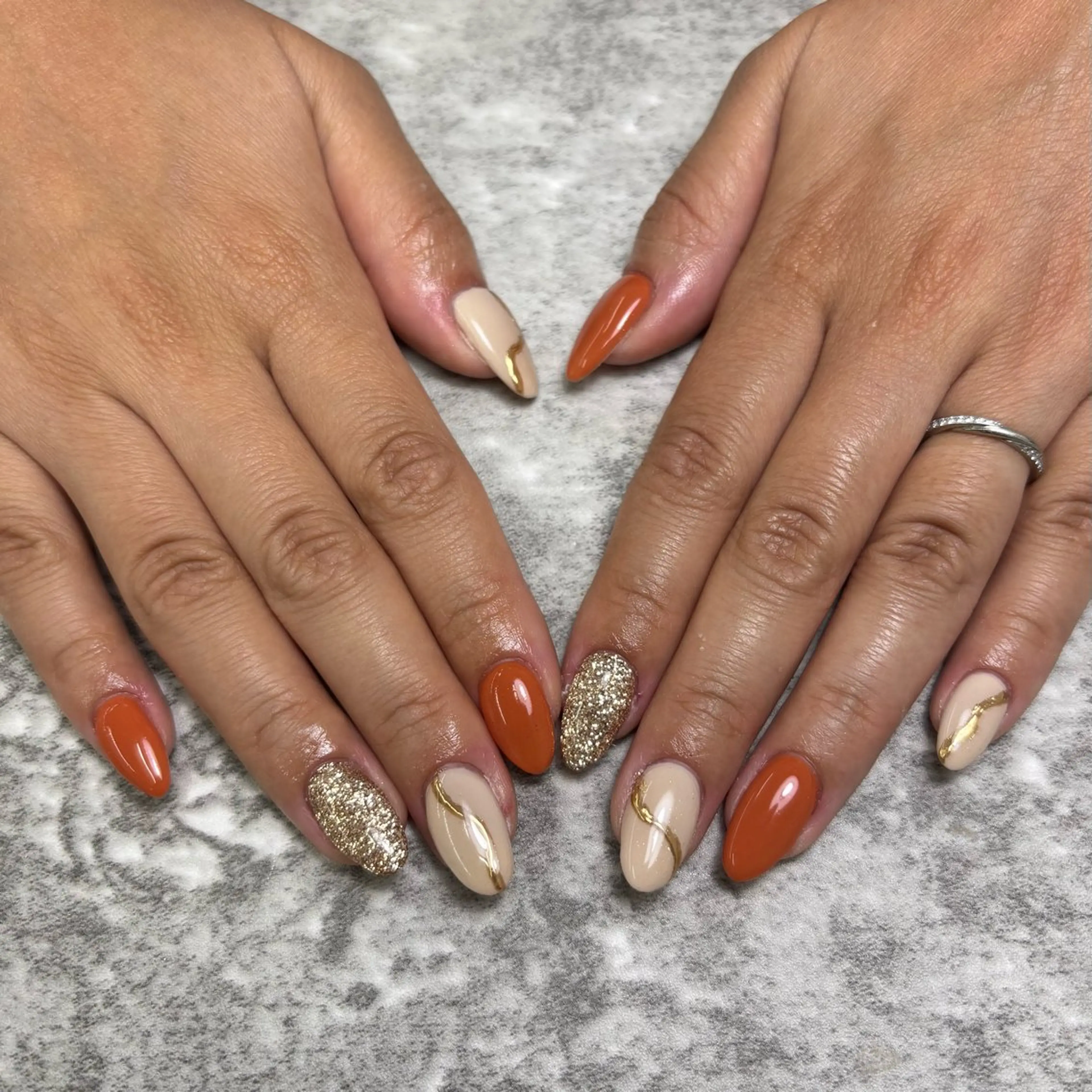 ネイル オレンジ N.nail所属・大野 朱梨のネイルデザイン