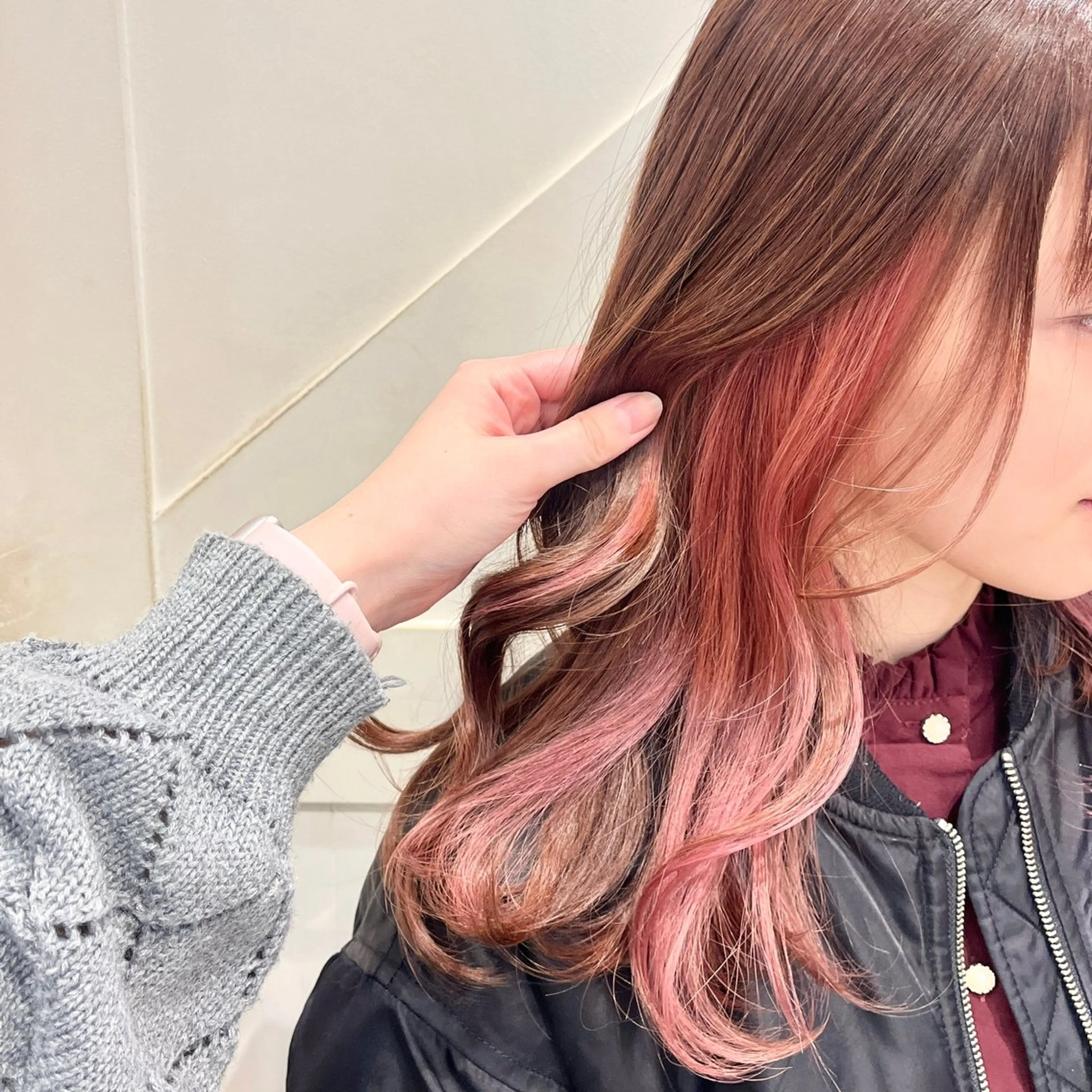 ミディアム カラー イヤリングカラー ヘアカラー 横浜/美髪矯正 艶カラー/さくらのヘアスタイル