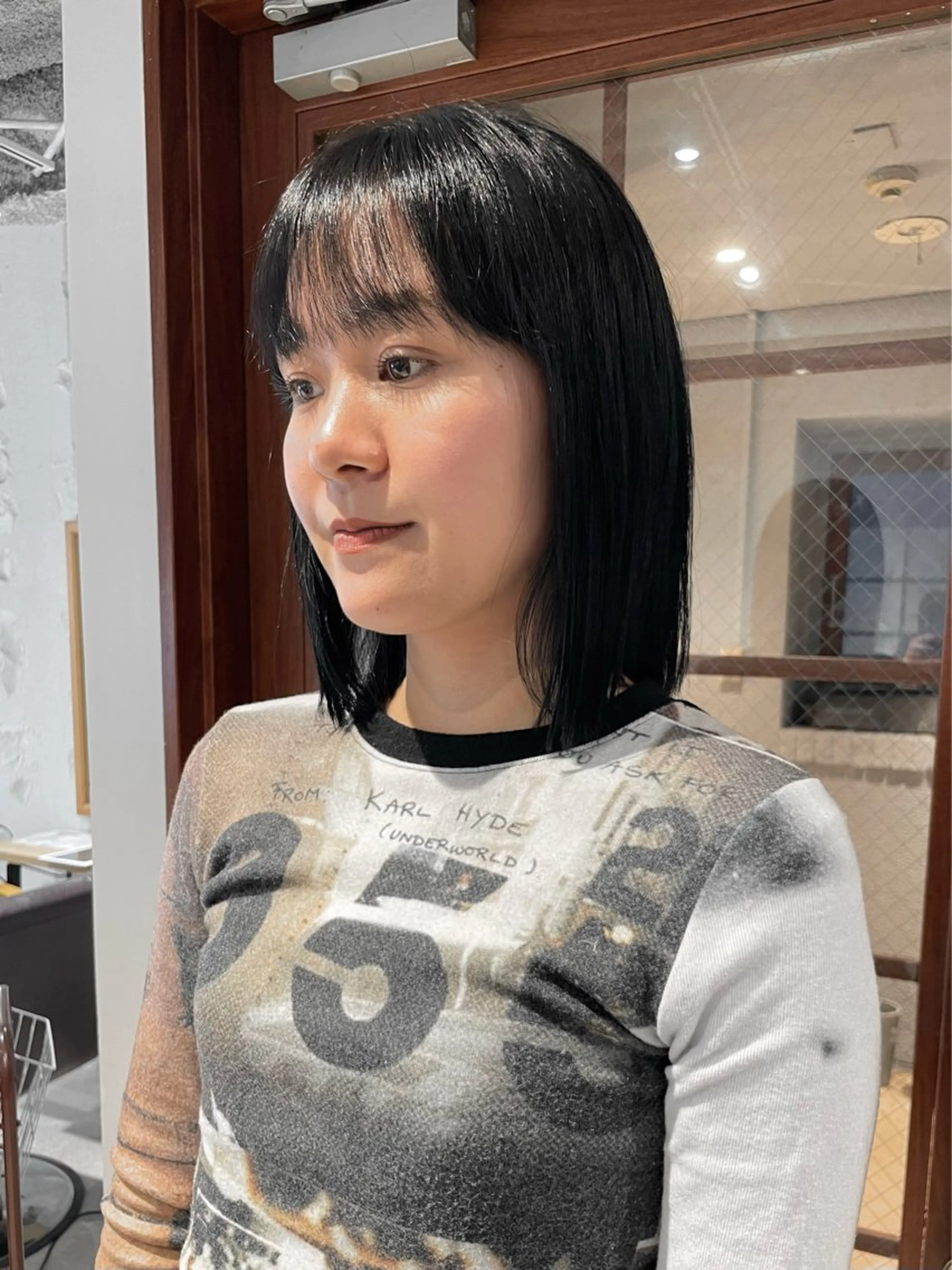 ミディアム カラー ベージュカラー 黒髪 ブリーチ 透明感カラー ブリーチなしカラー レイヤーカット× パーマ|hinakoのヘアスタイル