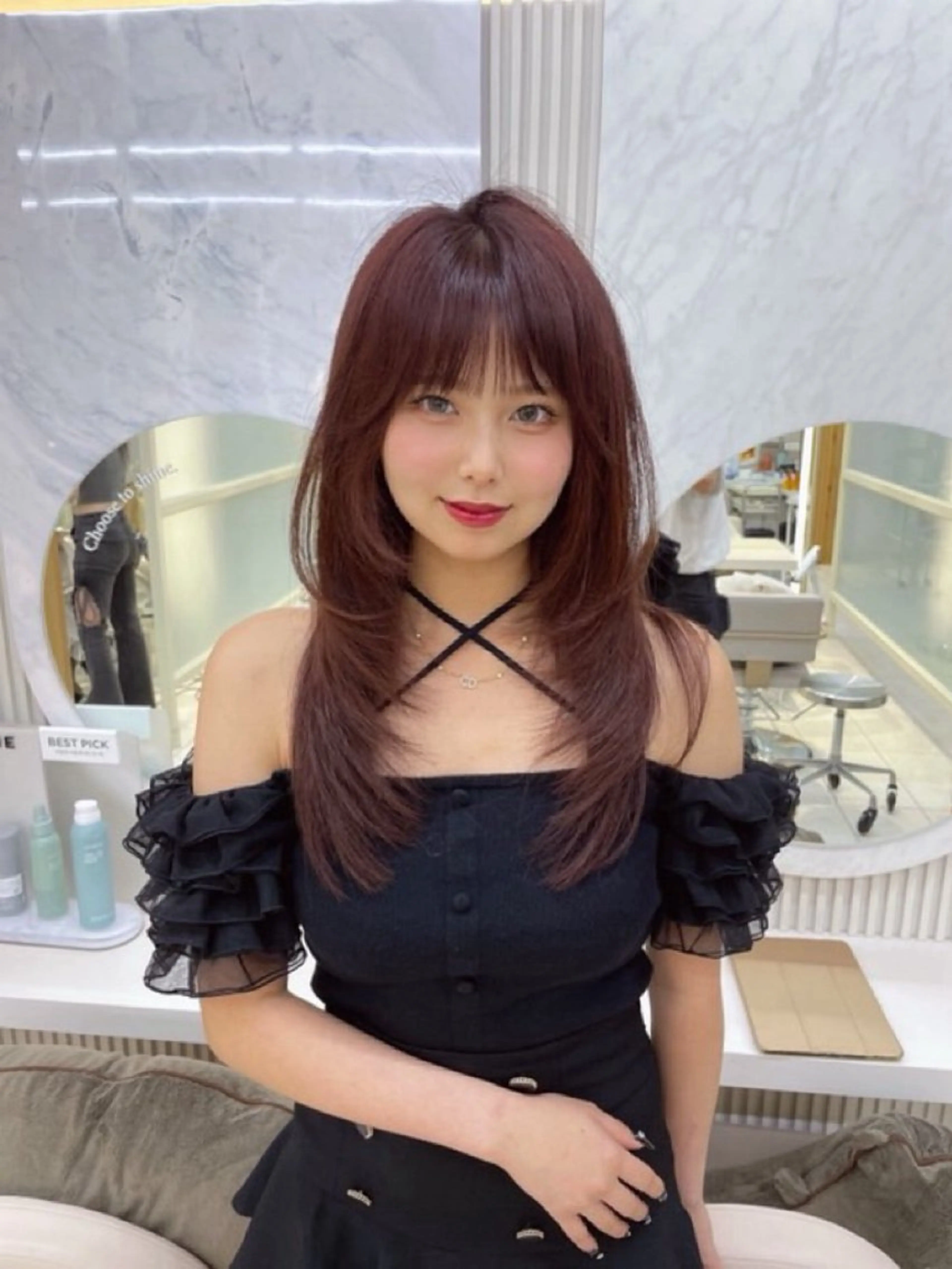 セミロング カット 顔周り/透明感カラー /韓国ヘア/TAKUのヘアスタイル