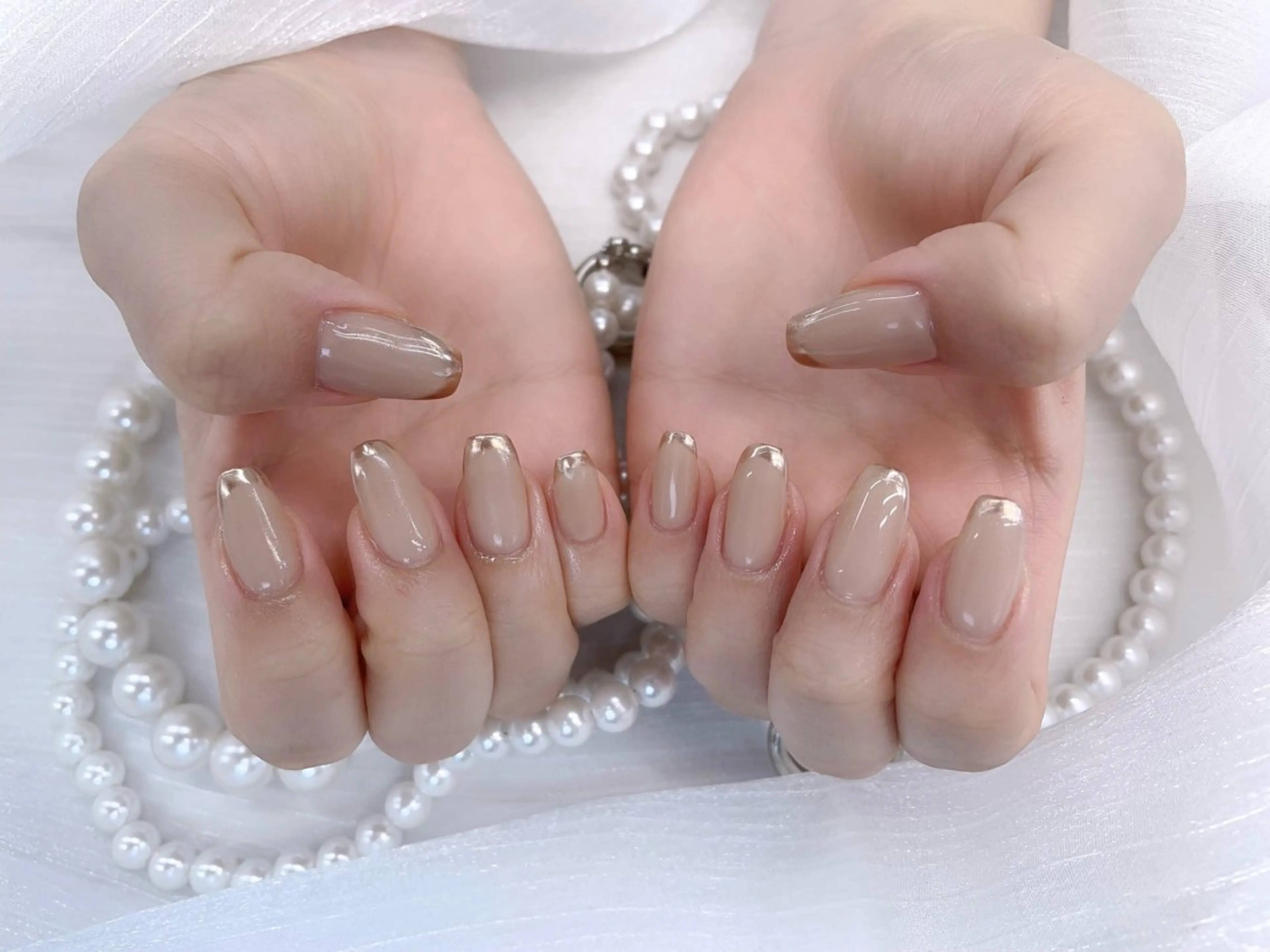 ネイル フレンチネイル ミラーネイル ハンドネイル 🩵Minmin nail salonのネイルデザイン