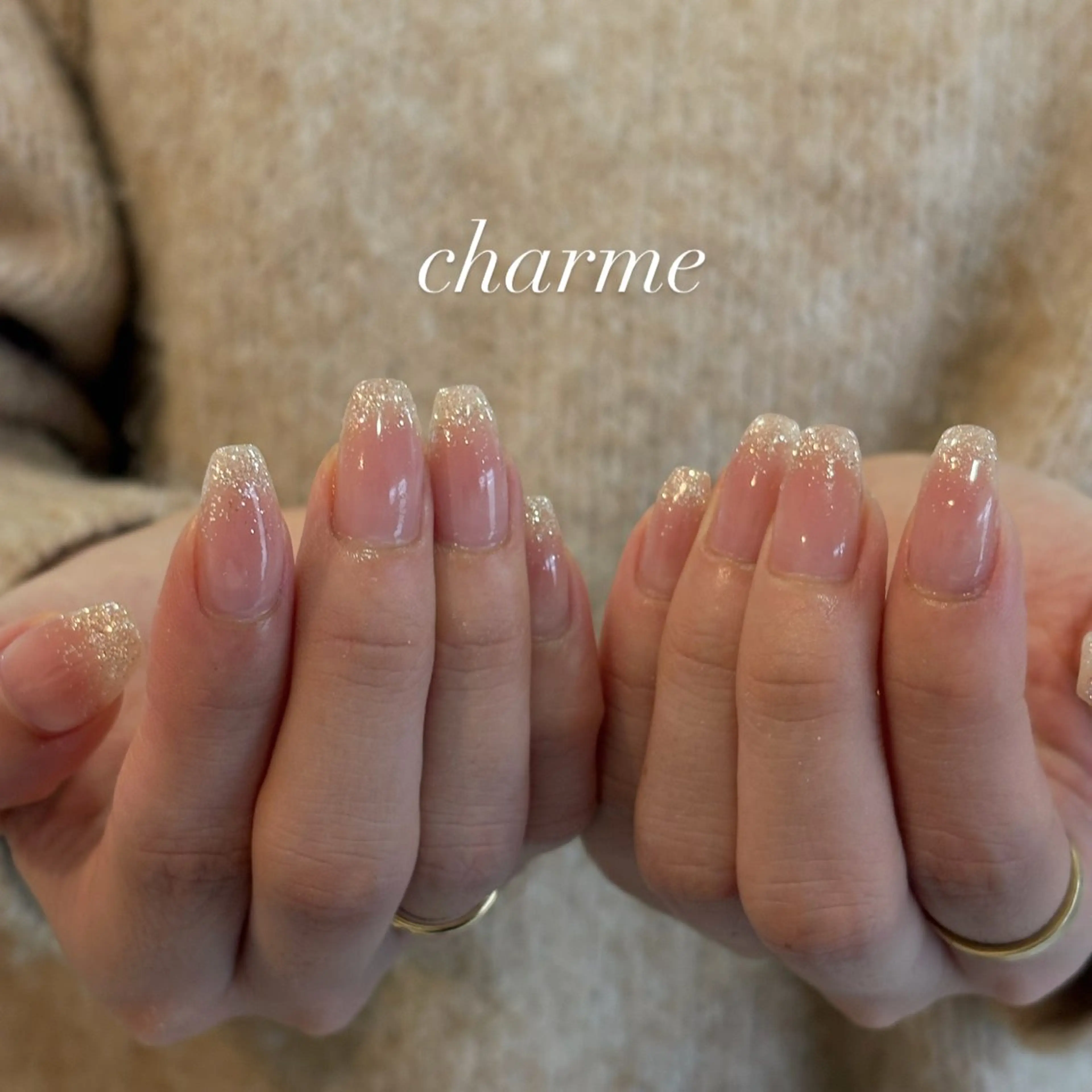 ネイル チークネイル フラッシュネイル ラメ(グリッター) charme yuiのネイルデザイン