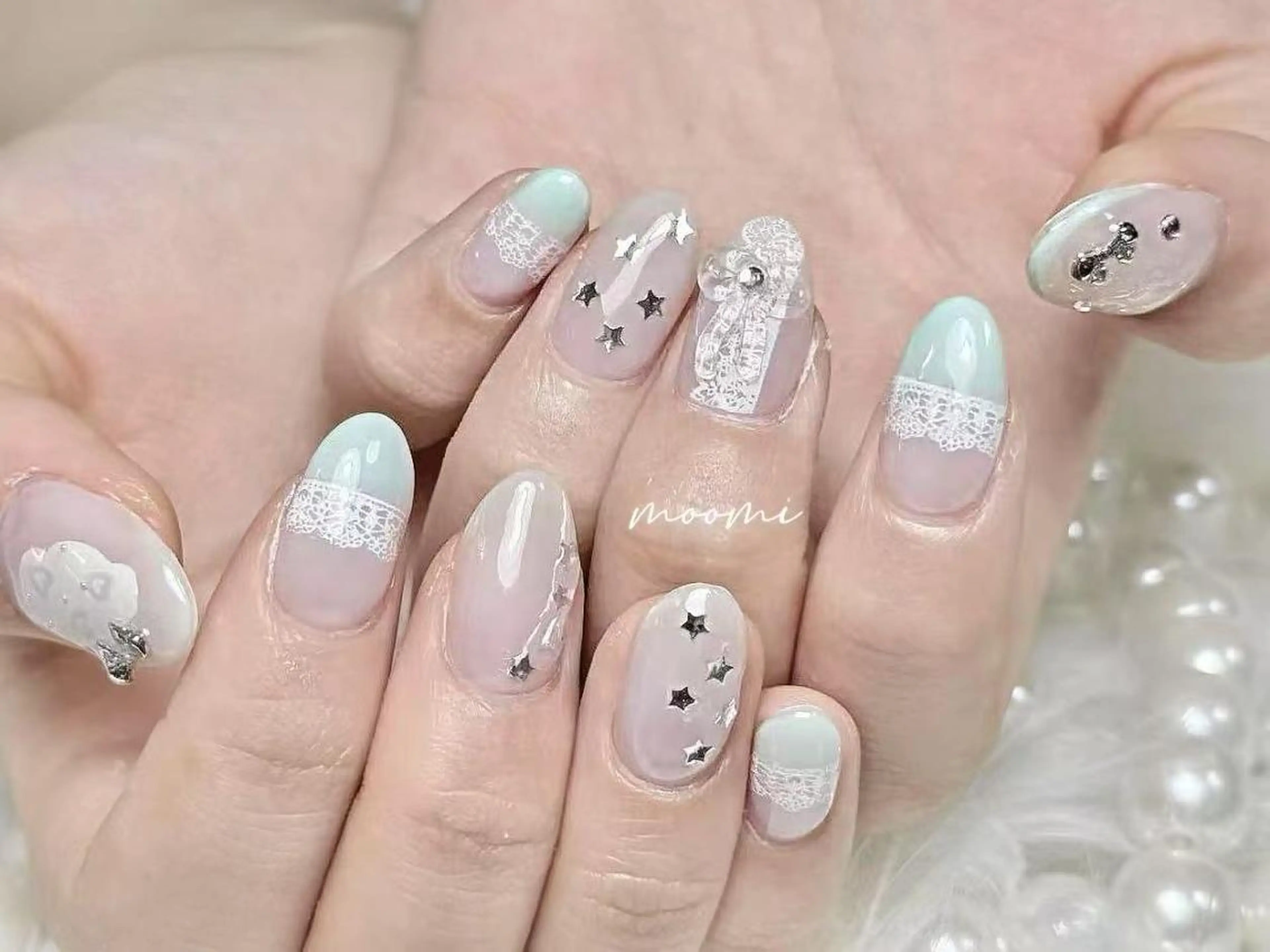 ネイル 長さ出し ジェルネイル グラデーション 韓国ネイル マグネットネイル moomi nail スカルプ専門のネイルデザイン