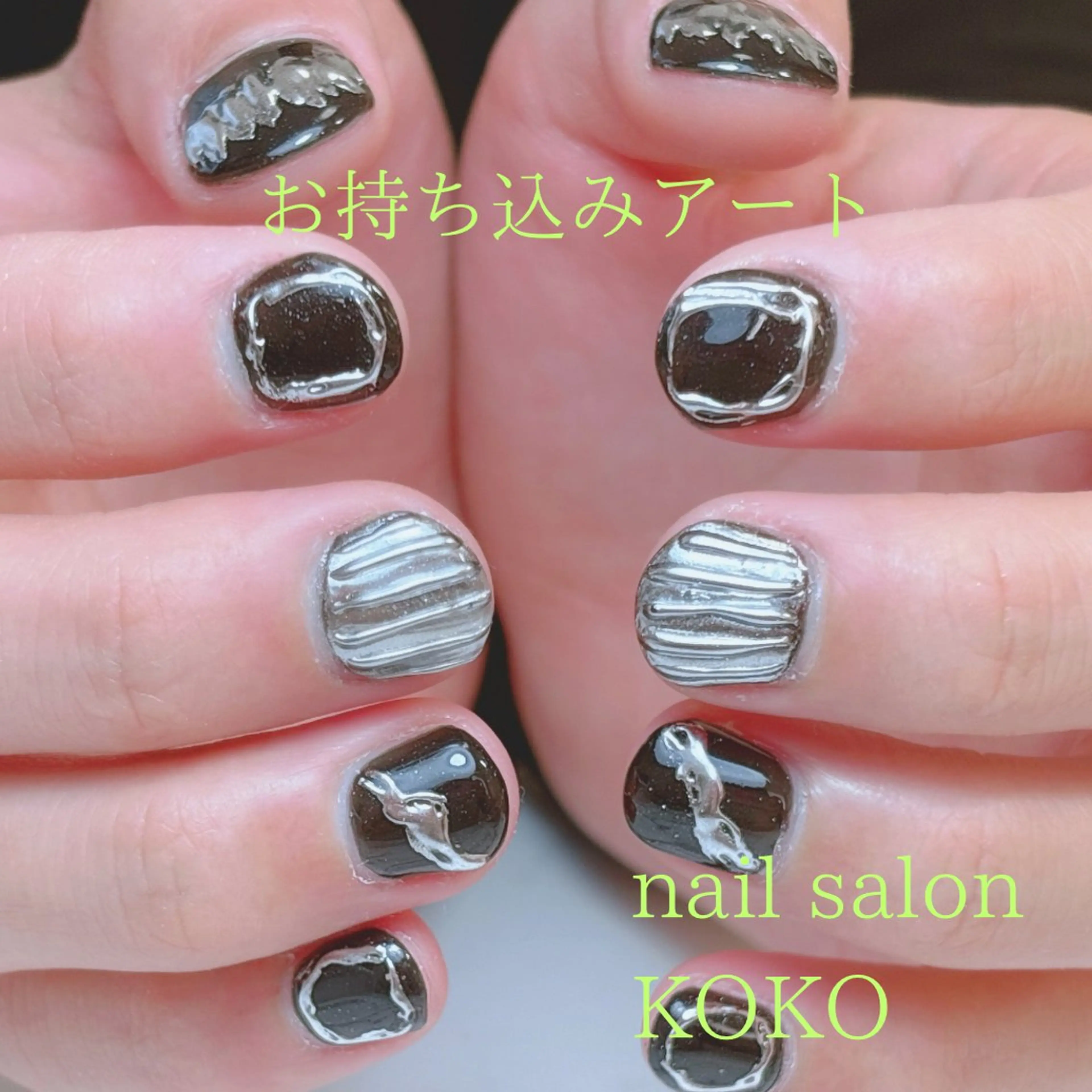 メンズ ネイル シルバー ハンドネイル mi hoのネイルデザイン