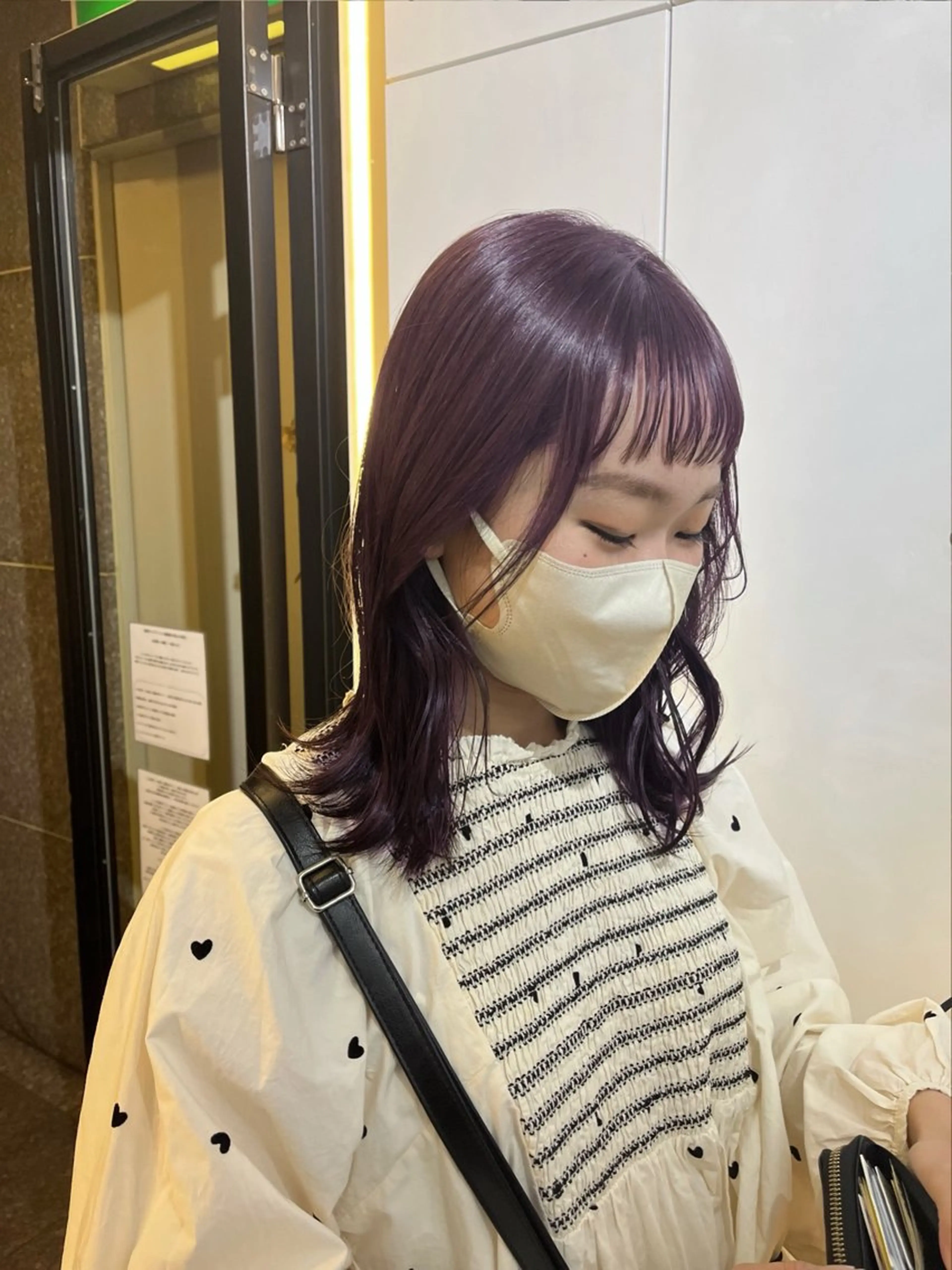 ミディアム カラー ラベンダーカラー ラベンダーピンク ピンクカラー ヘアカラー トリートメント 暖色/まろベージュ/ シカタユウカのヘアスタイル