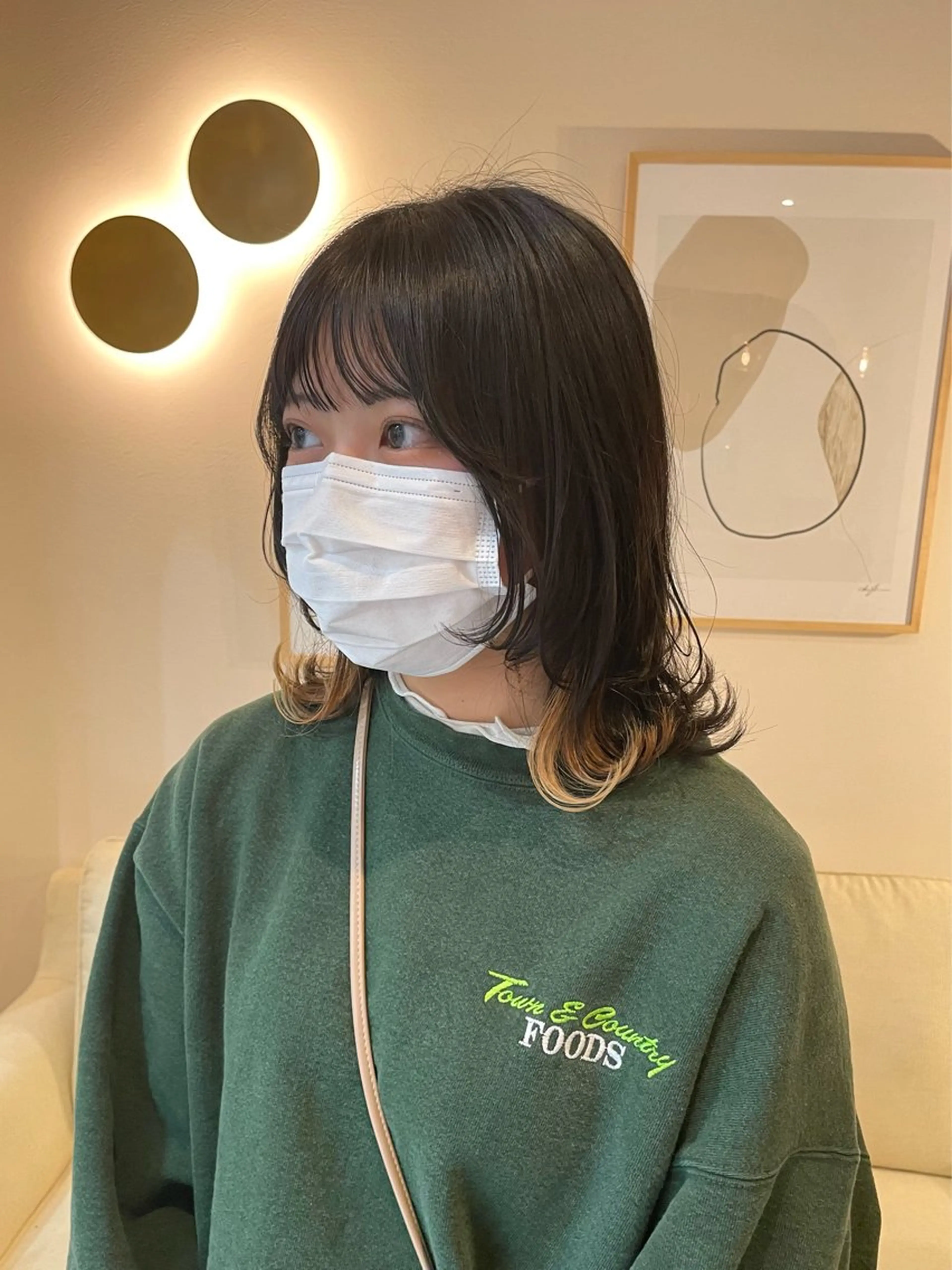 ミディアム 顔まわりレイヤー 顔周りカット レイヤーカット ベージュカラー🧸/ 松崎/東区/高橋理沙のヘアスタイル