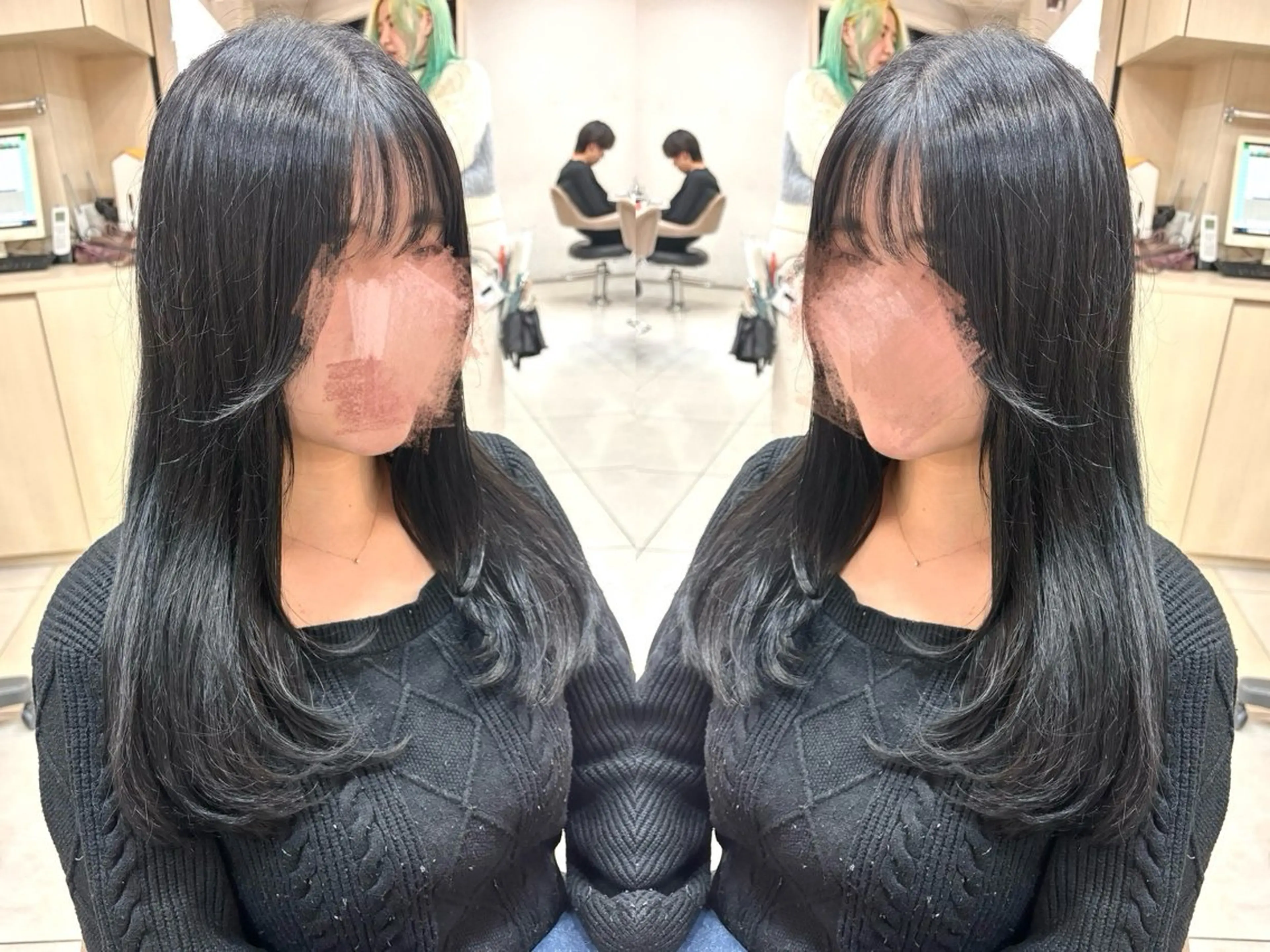 セミロング カラー 横浜パーマアレンジ 🌼スズキ　リョウカのヘアスタイル